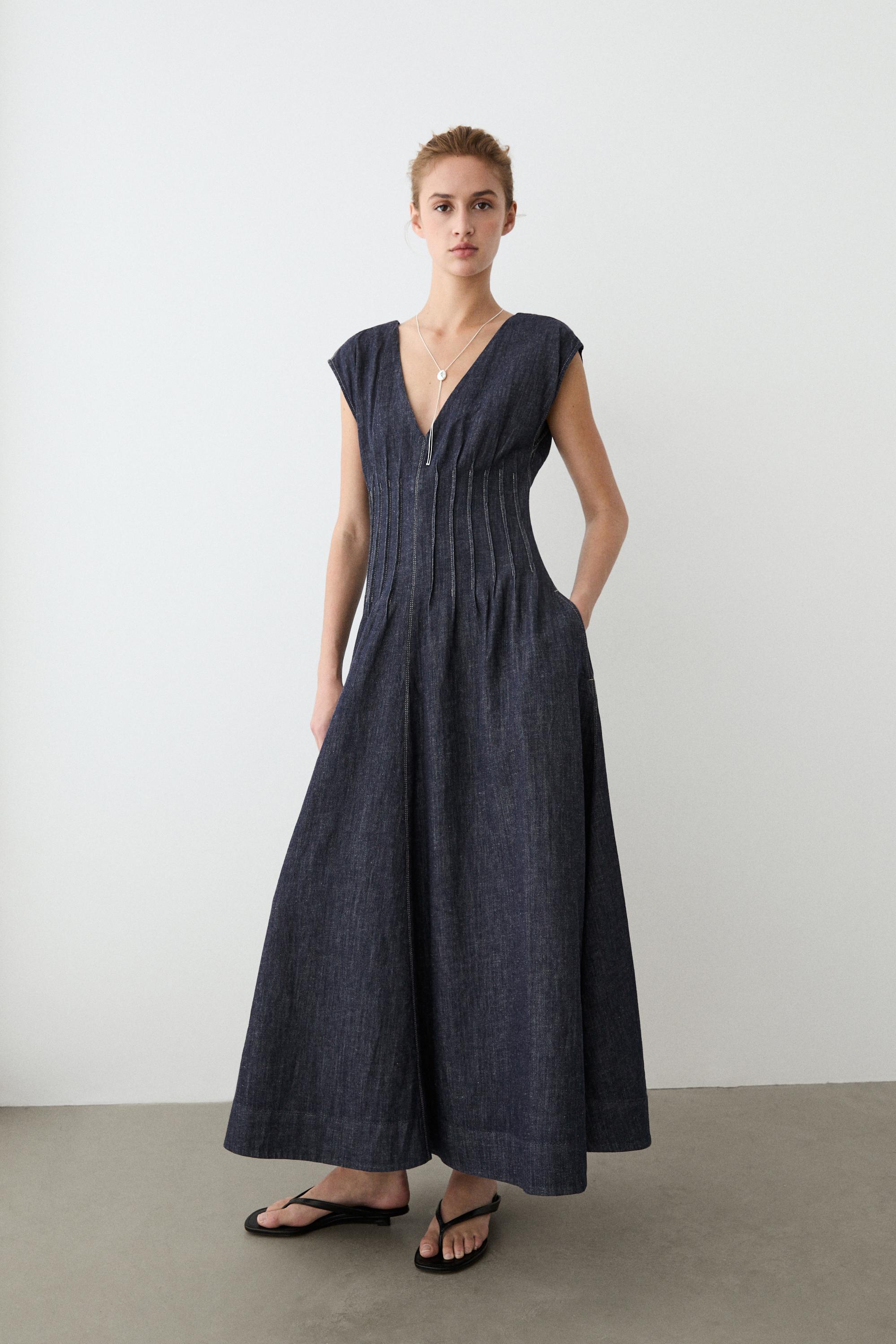 Denim midi dress
