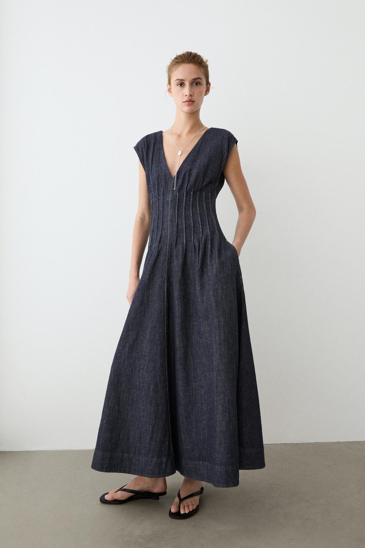 Denim midi dress — DARK BLUE