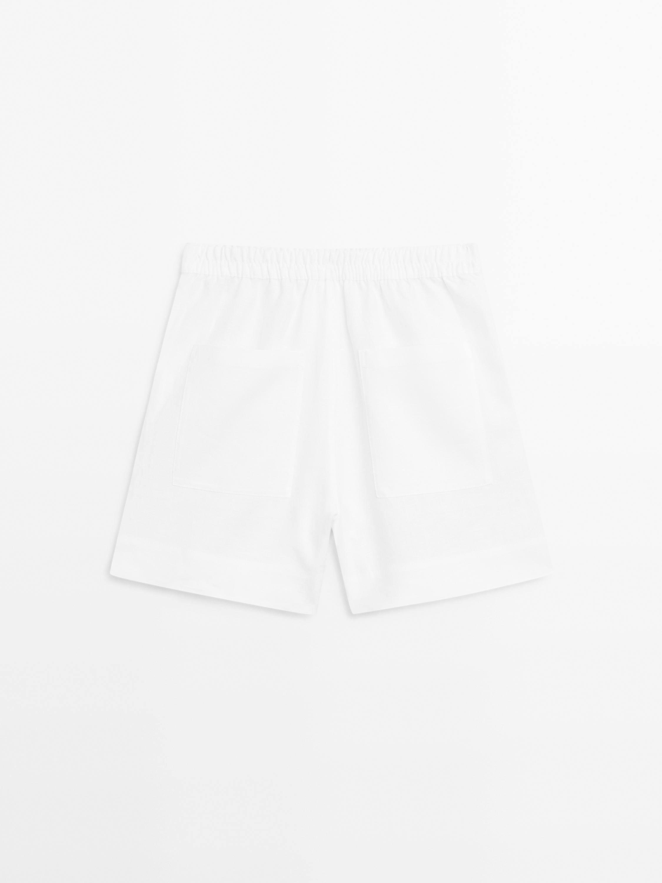 100% linen short Bermuda shorts