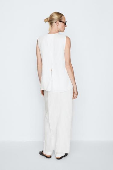 Flowing striped cape top - STUDIO — WHITE 5