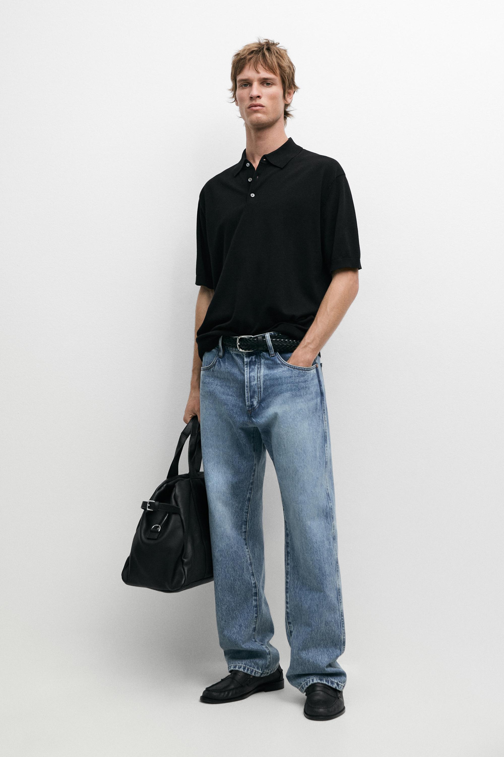 Cotton knit polo sweater