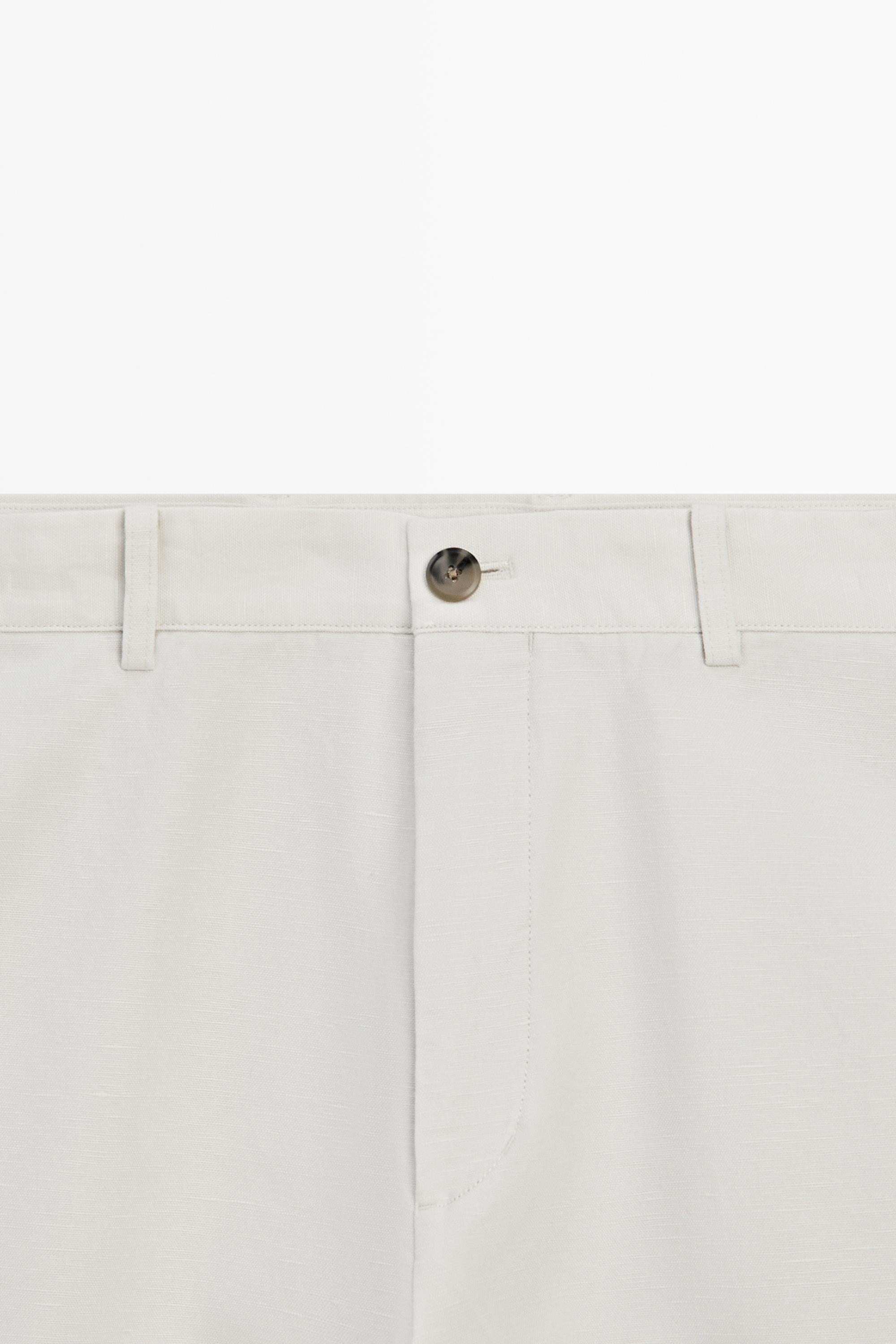 Cotton and linen tapered fit trousers — Off white