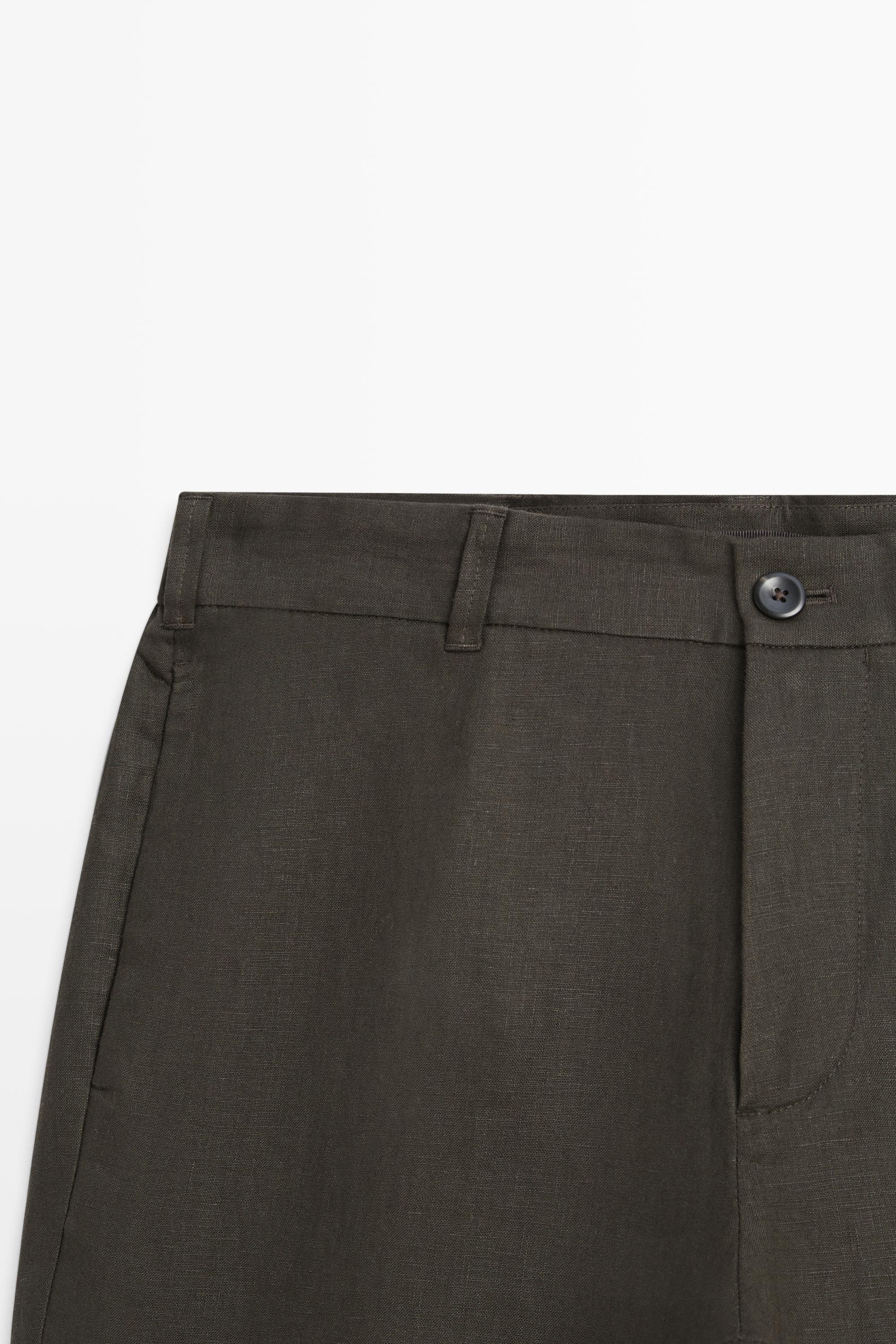 Tapered fit linen pants — GREEN
