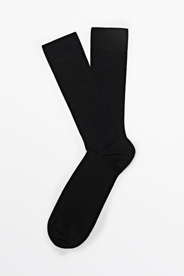 Ribbed wool blend dress socks — BLACK 2