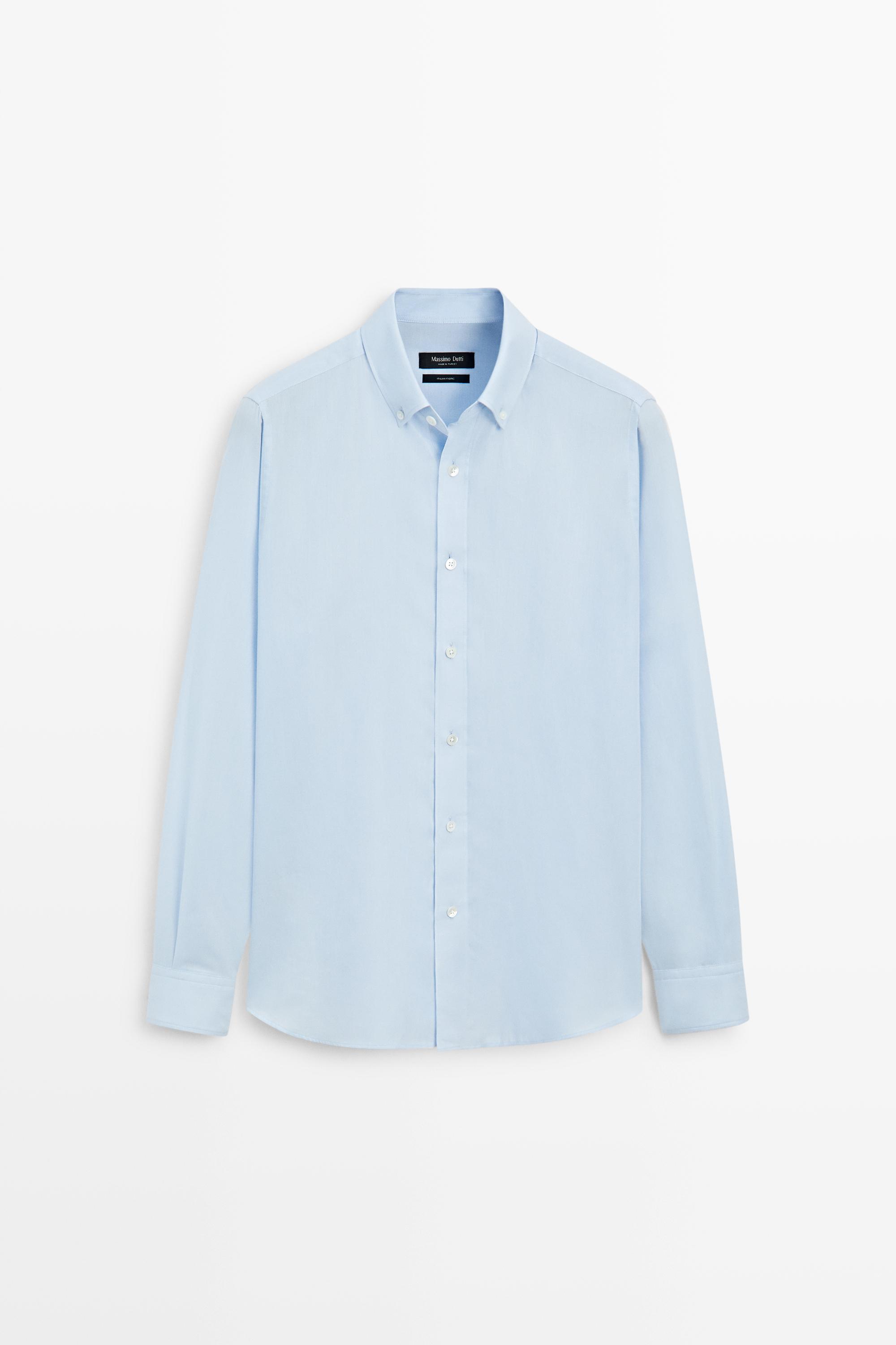 100% cotton twill regular fit shirt — Light Blue