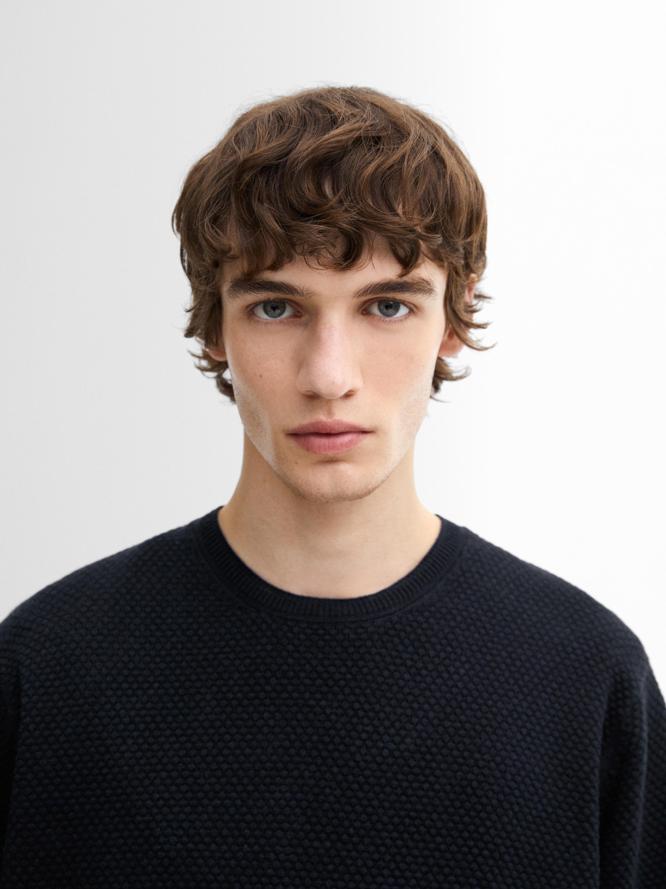 Cotton blend knit sweater