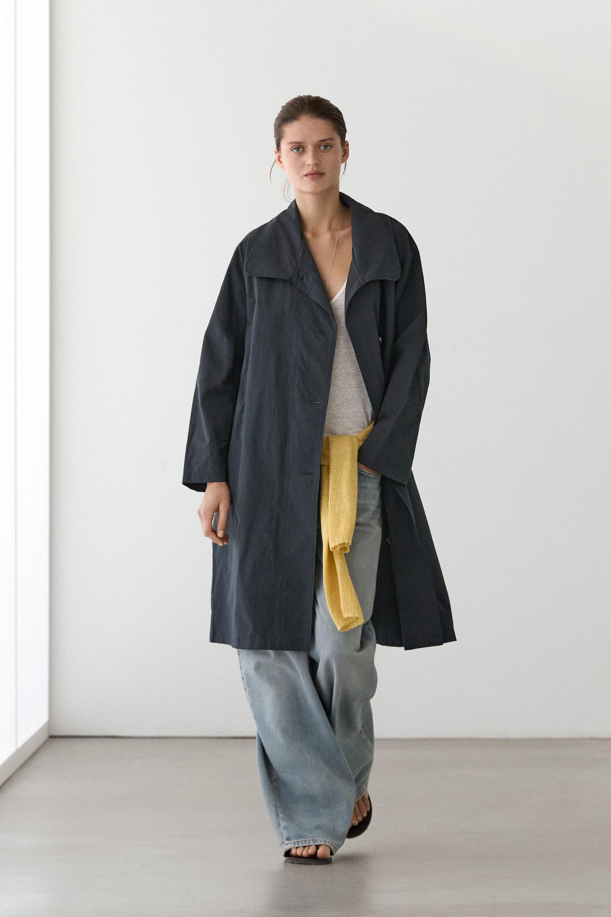 High neck technical trench coat