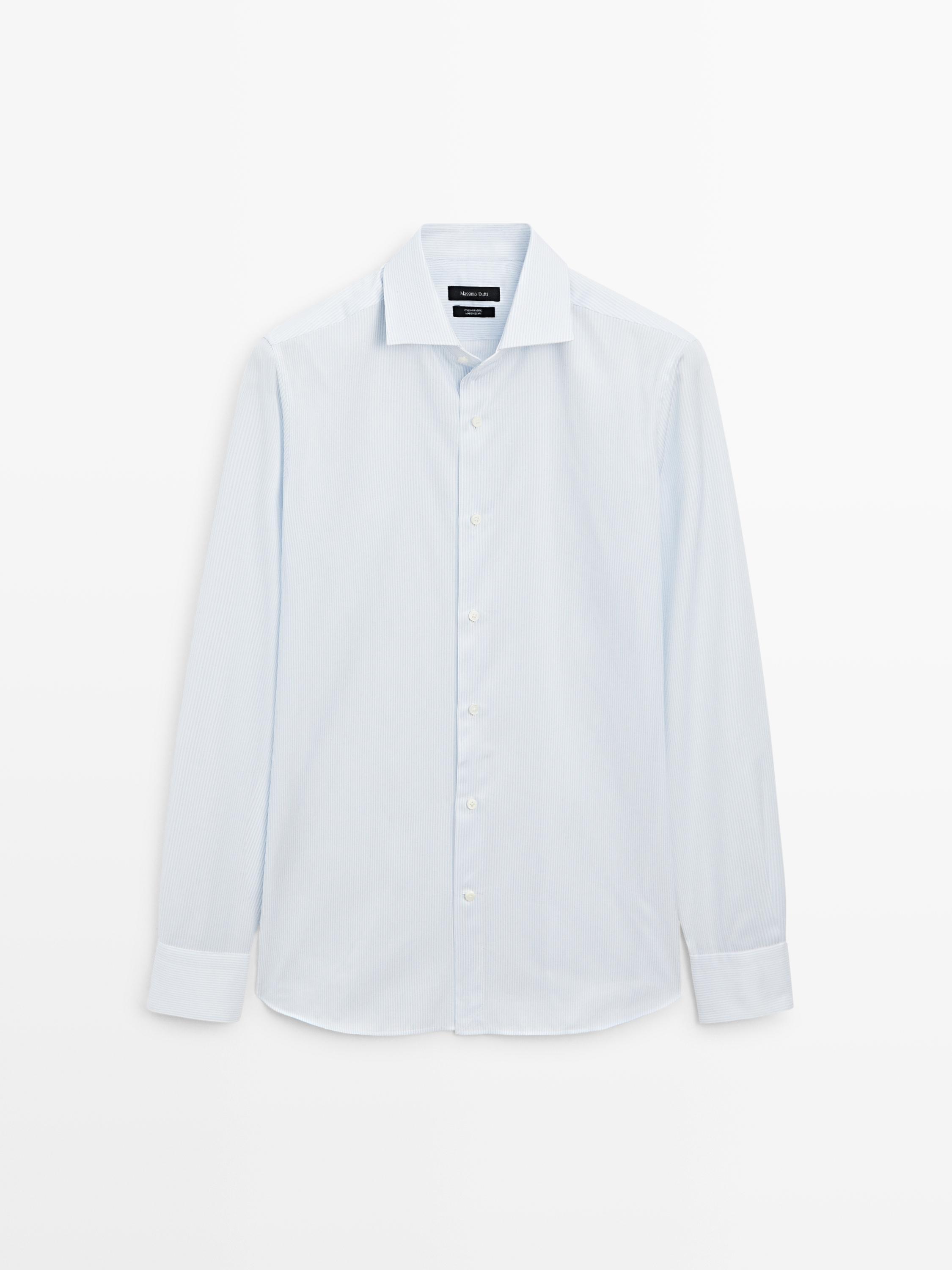 قميص قطن 100% بخطوط مزدوجة