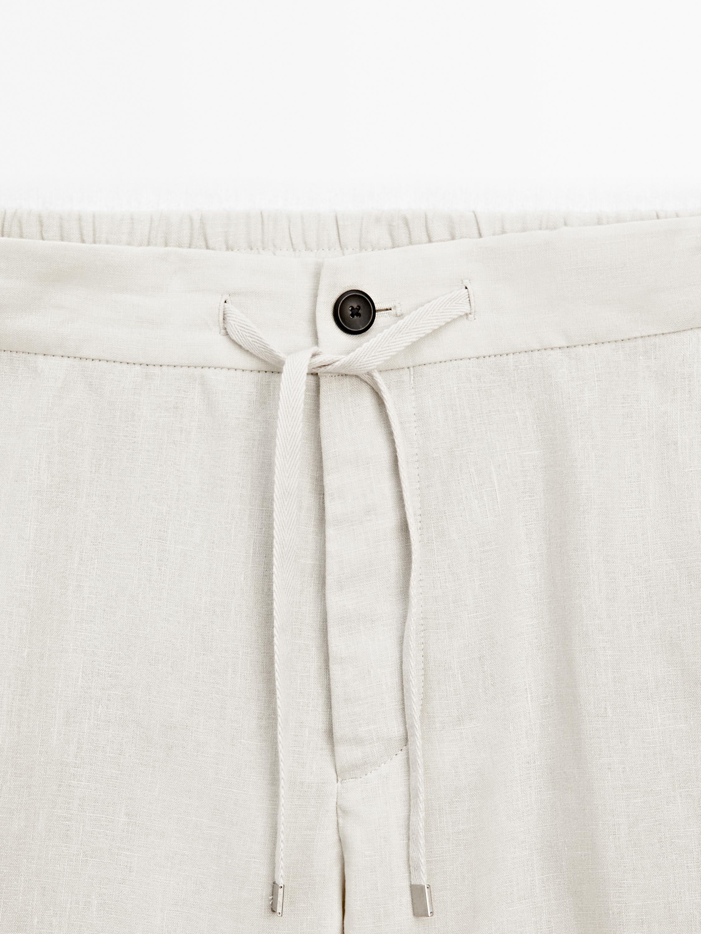 100% linen jogger trousers