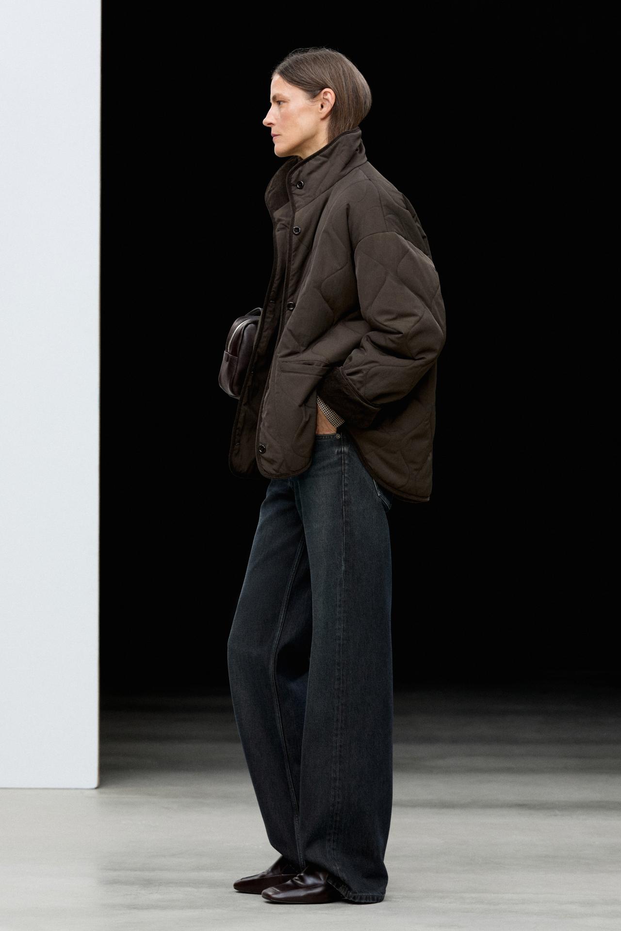 Jacket with wavy stitching detail — BROWN