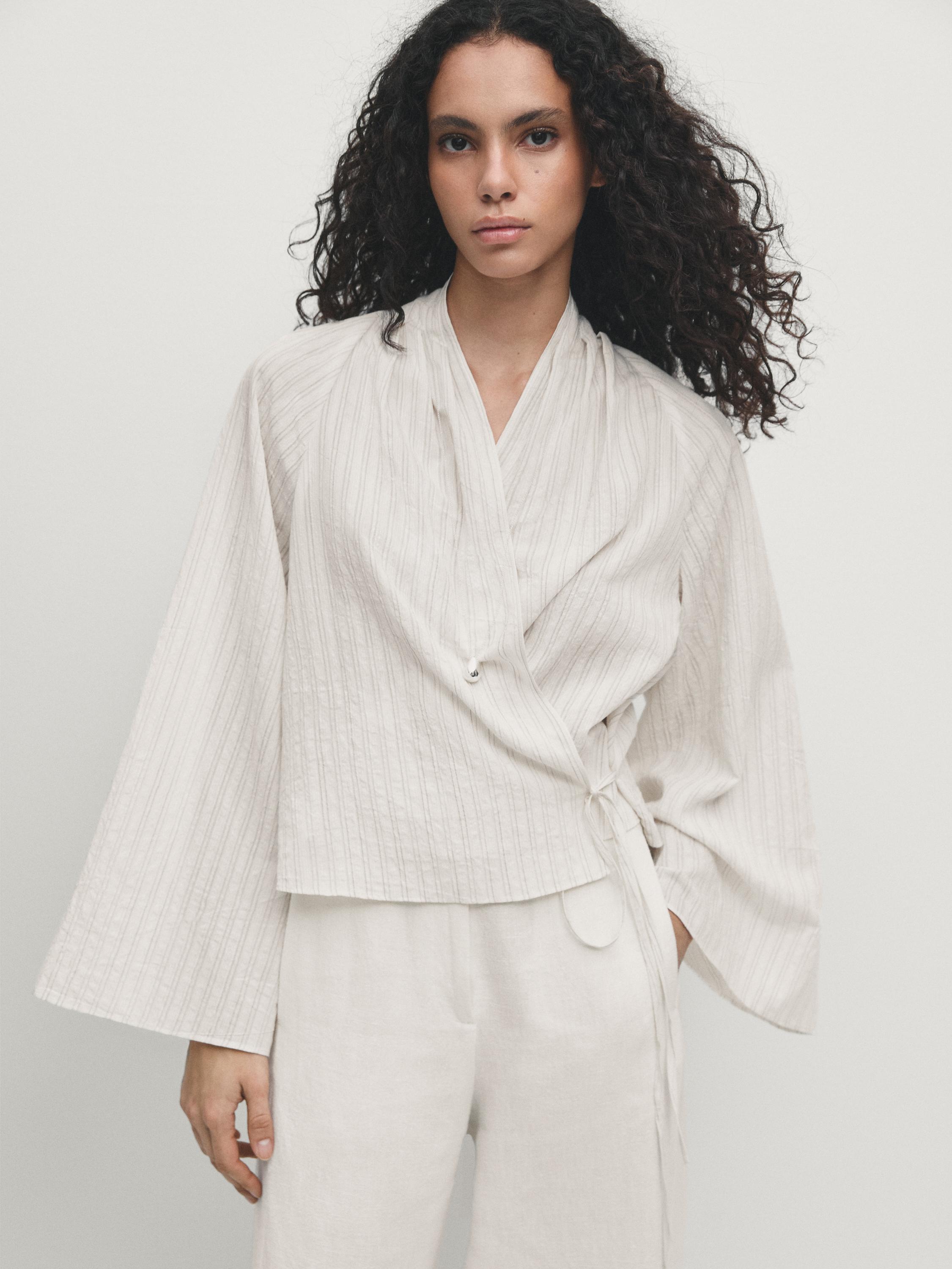 Kimono croisé à rayures