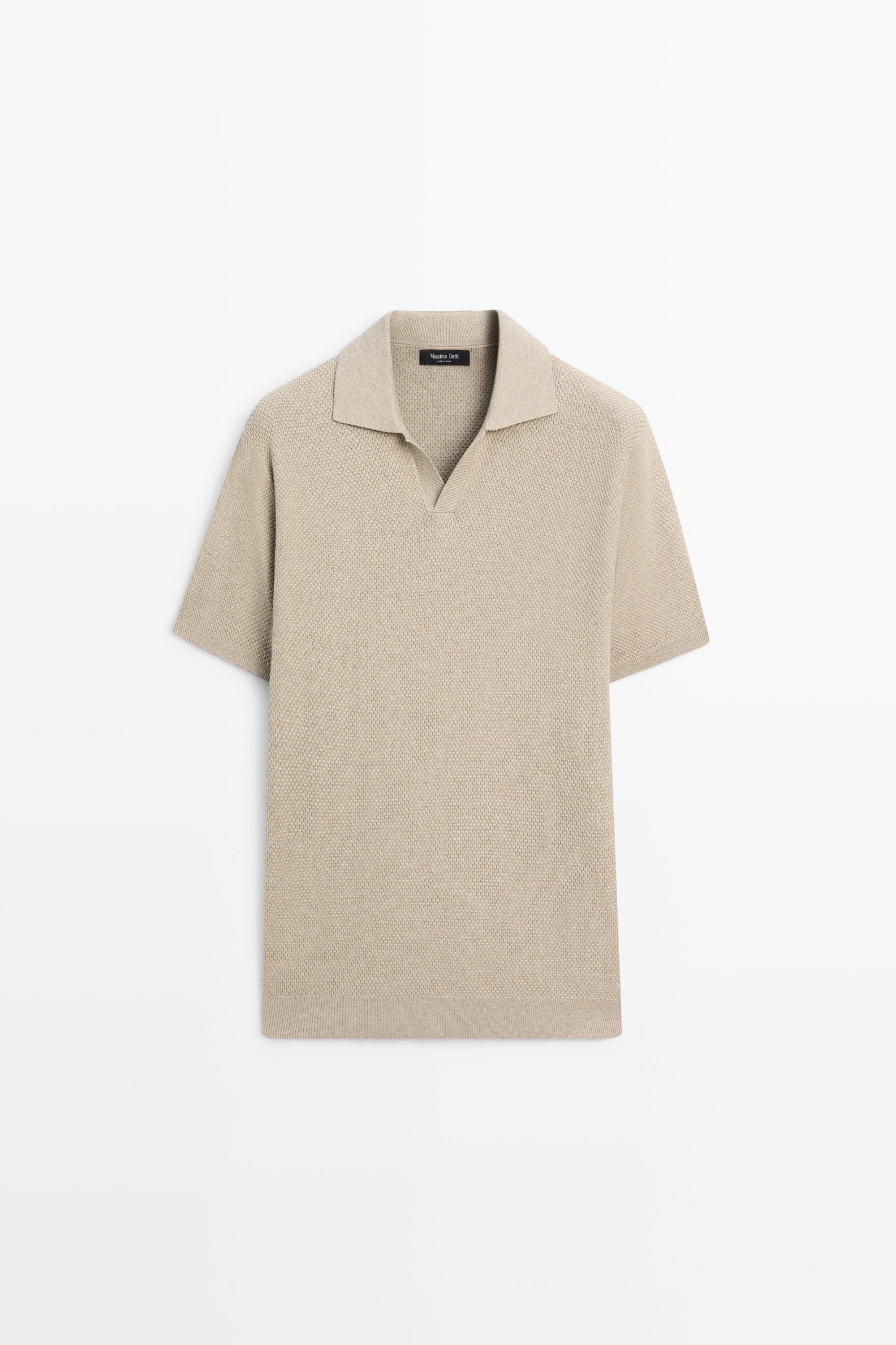 Polo en maille col V coton mélangé