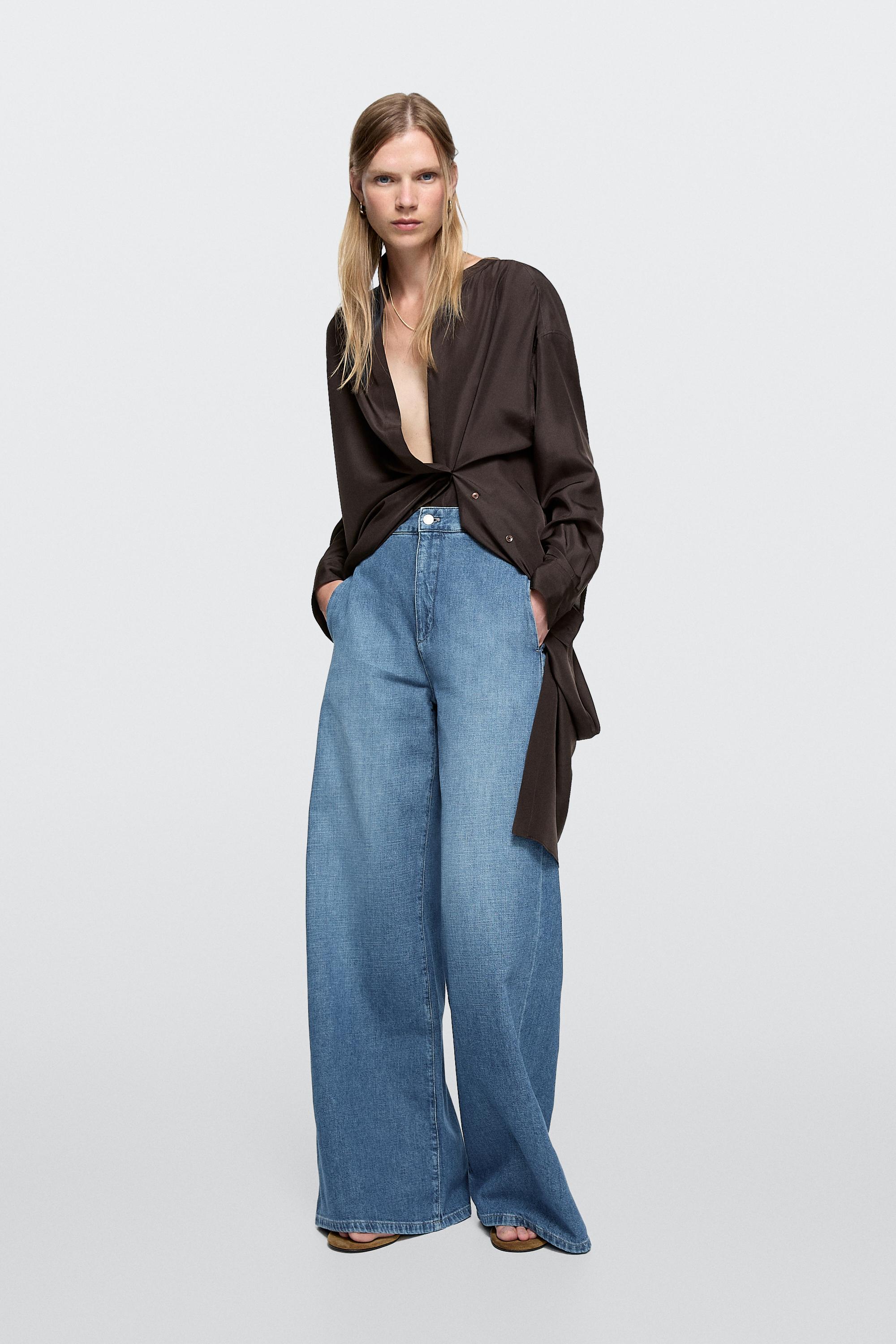 High-waist wide-leg jeans — Light Blue