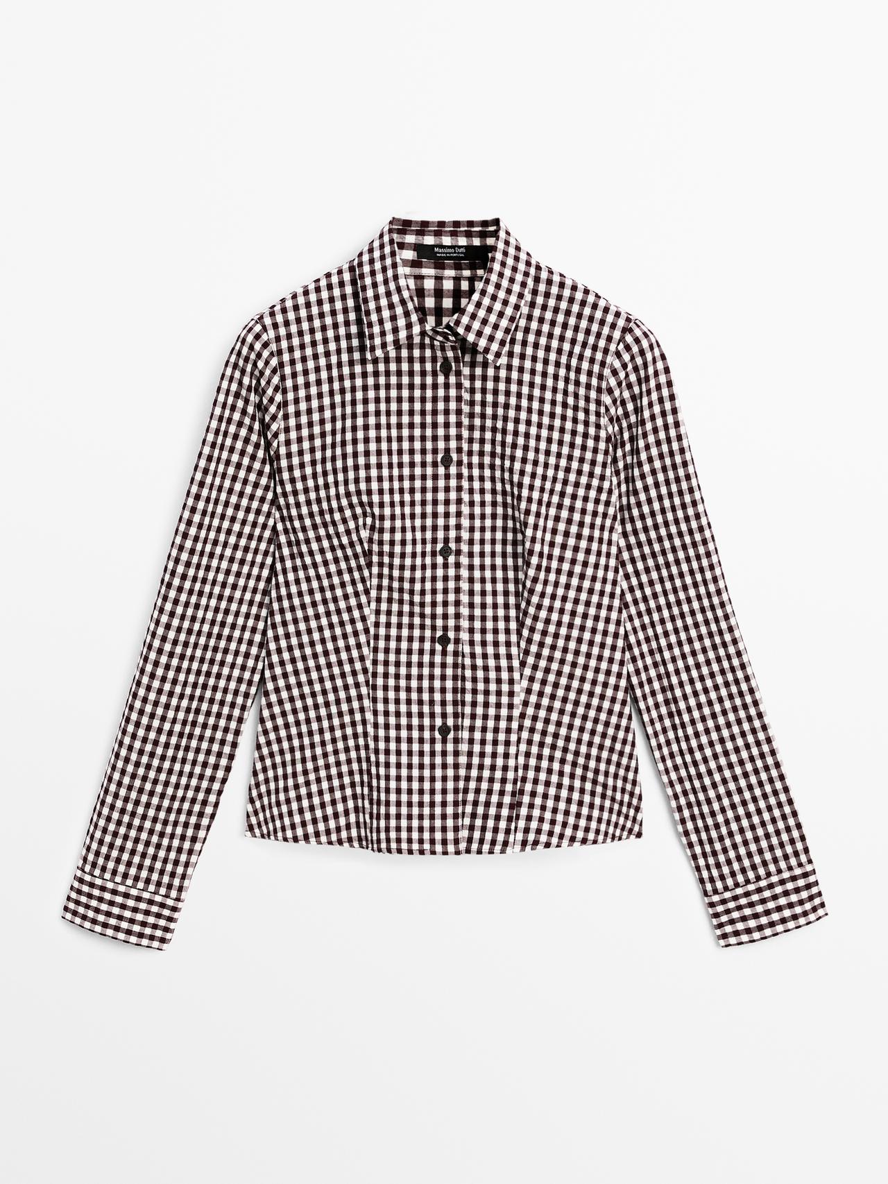 Massimo Dutti - Dame - Løstsiddende, Køkkenternet Skjorte - Granatrød - Xs