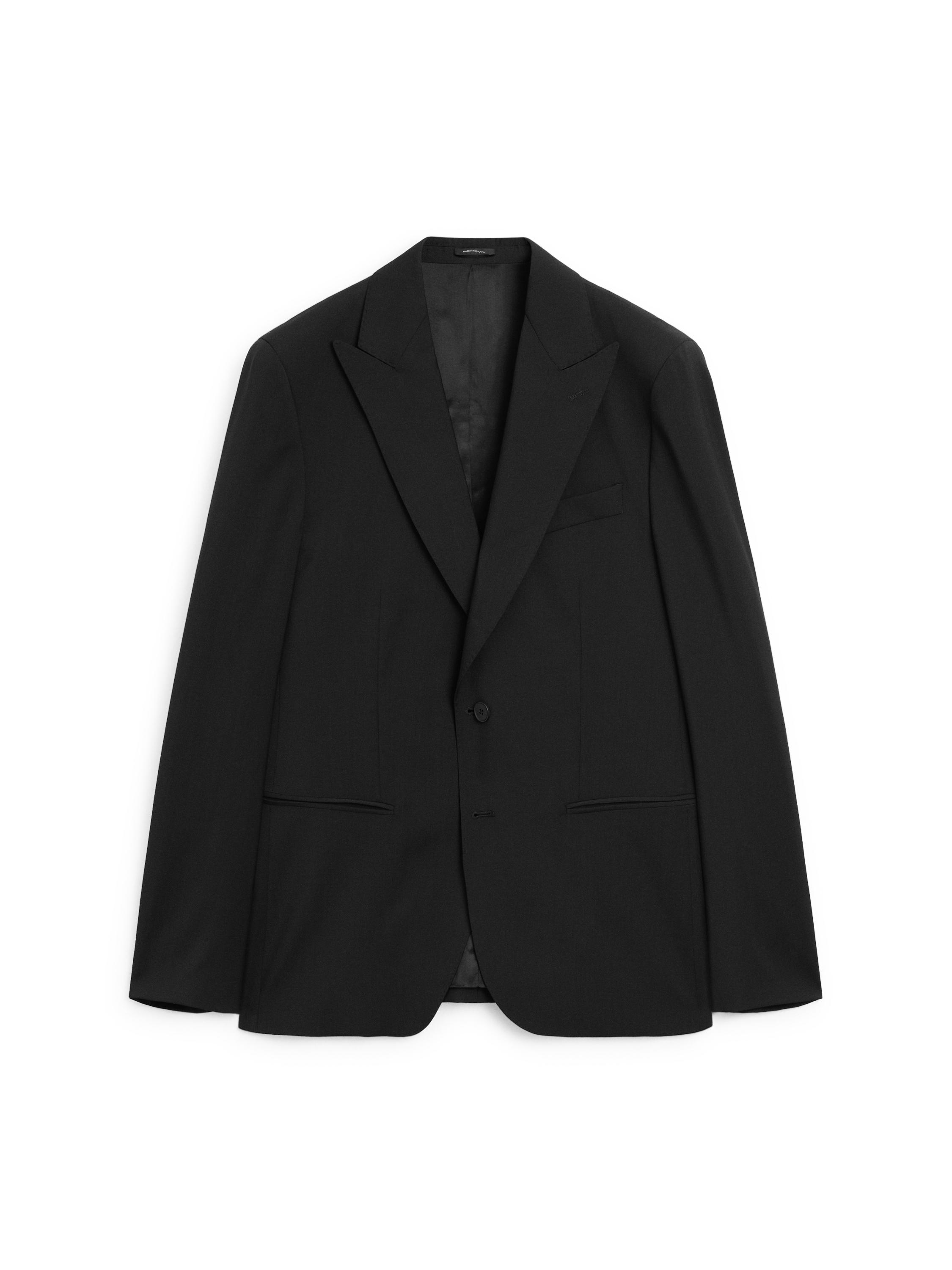 Plain 100% wool suit blazer — BLACK