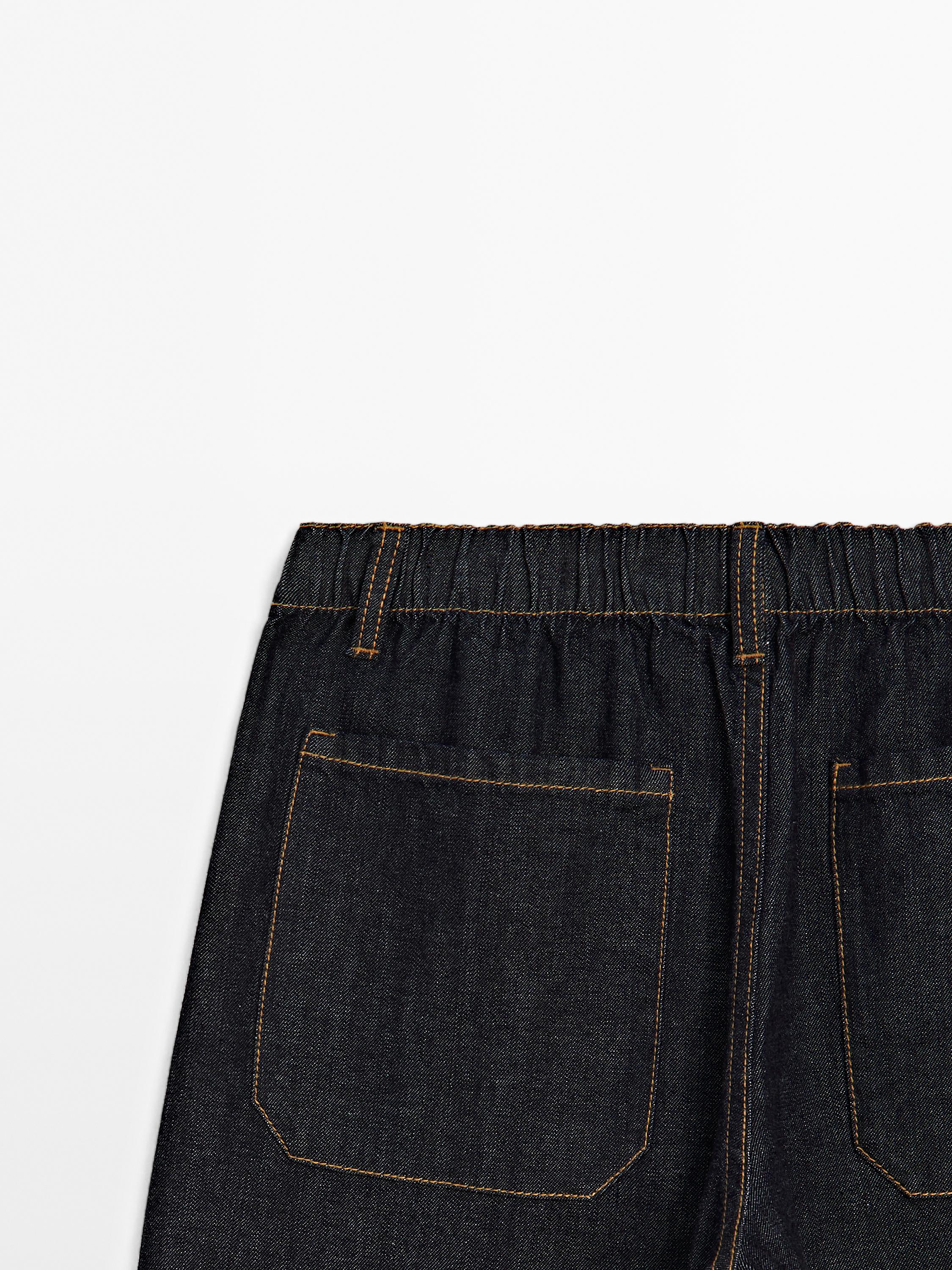 Wide-Leg-Jeans aus 100 % Baumwolle mit halbhohem Bund
