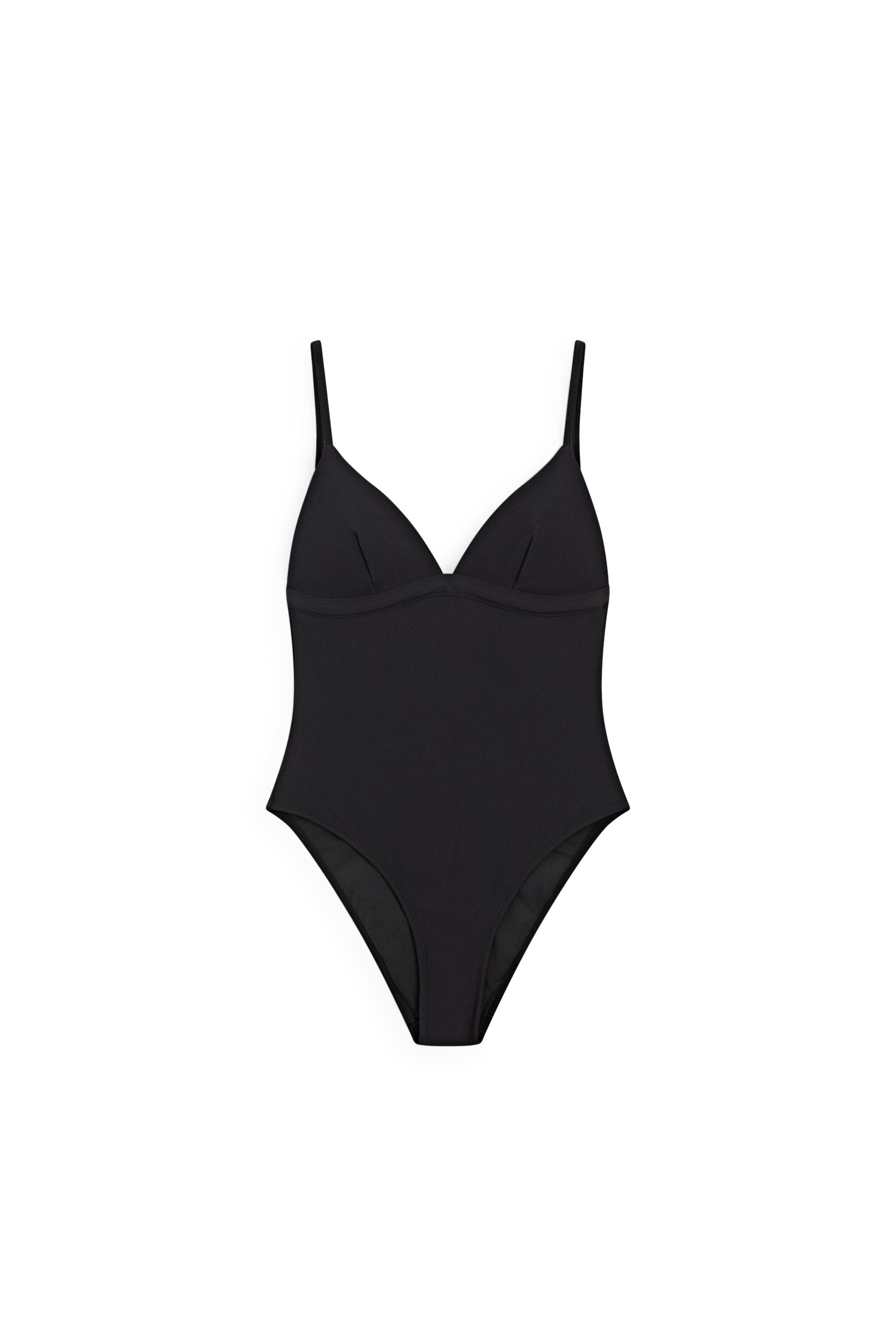 Shimmery triangle swimsuit — BLACK