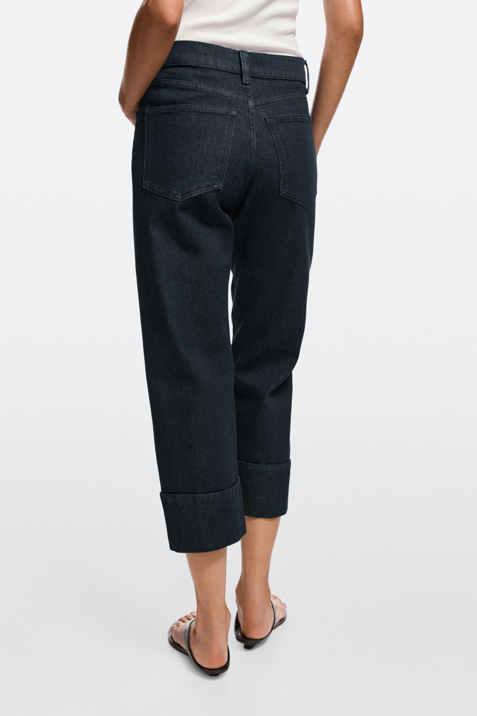 Capri jeans with turn-up hems — DARK BLUE