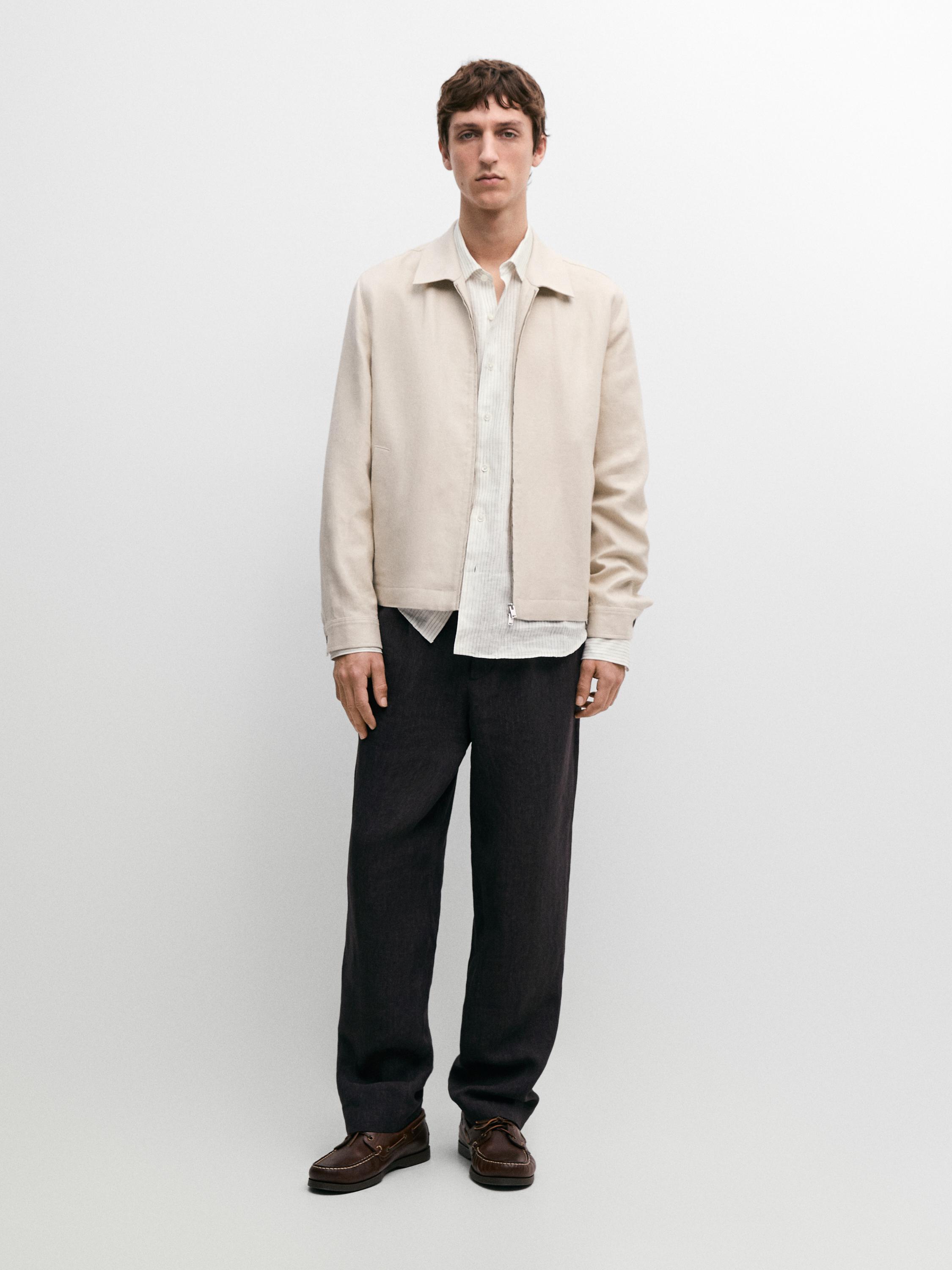 100% linen total look bomber jacket