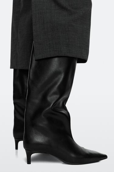 Soft leather heel boot — BLACK 4
