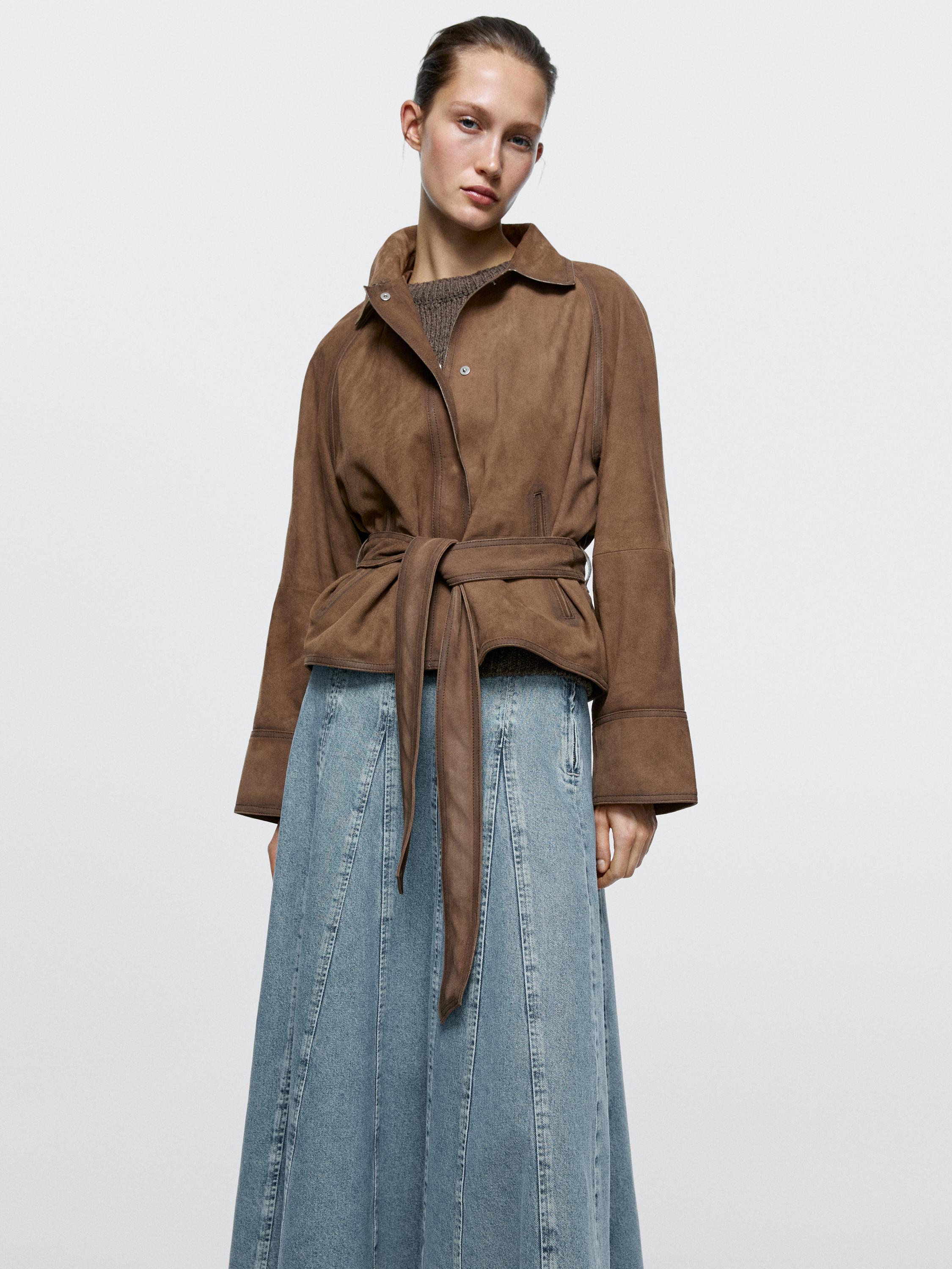 Denim godet midi skirt — Light Blue