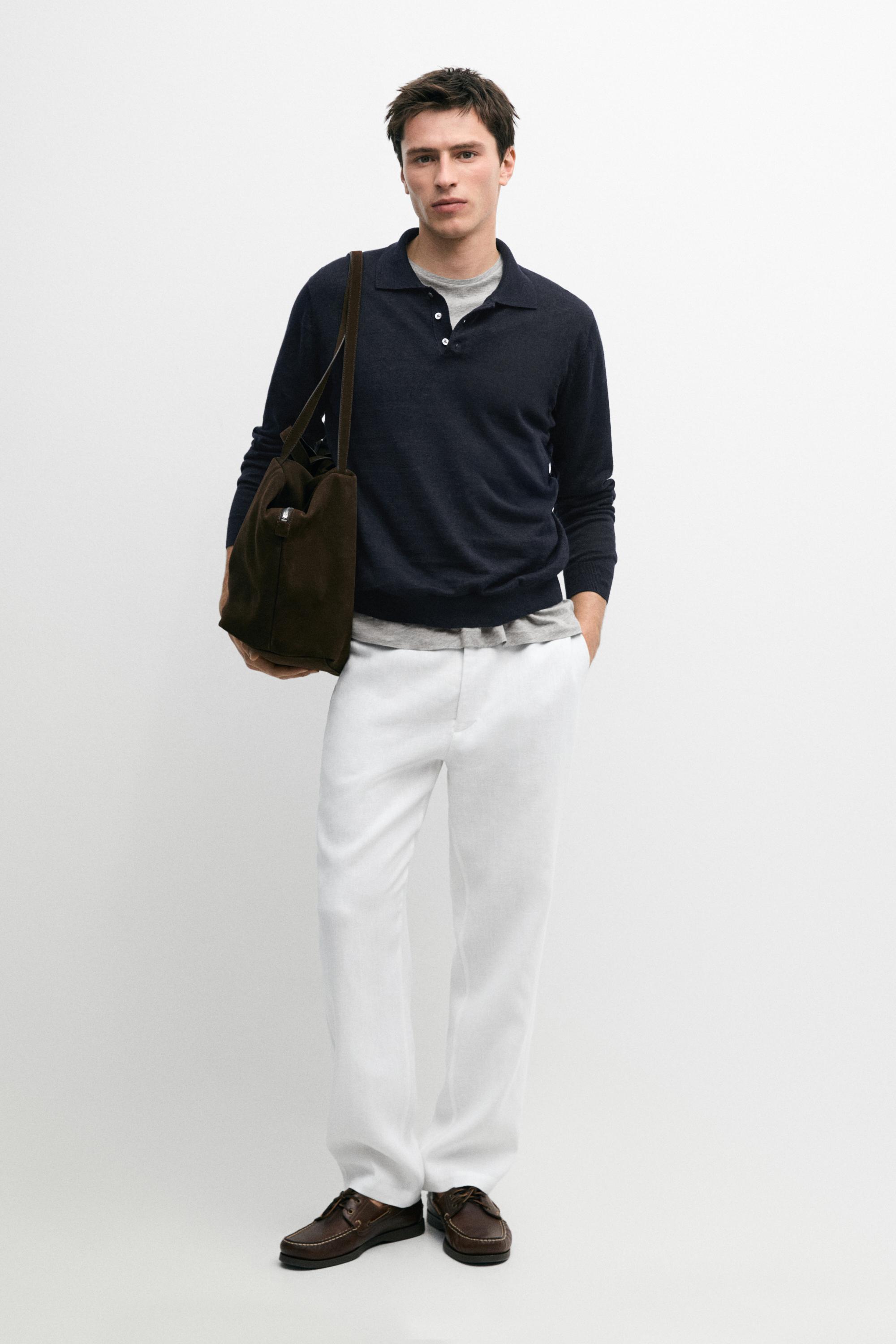 Linen jogger fit pants — WHITE