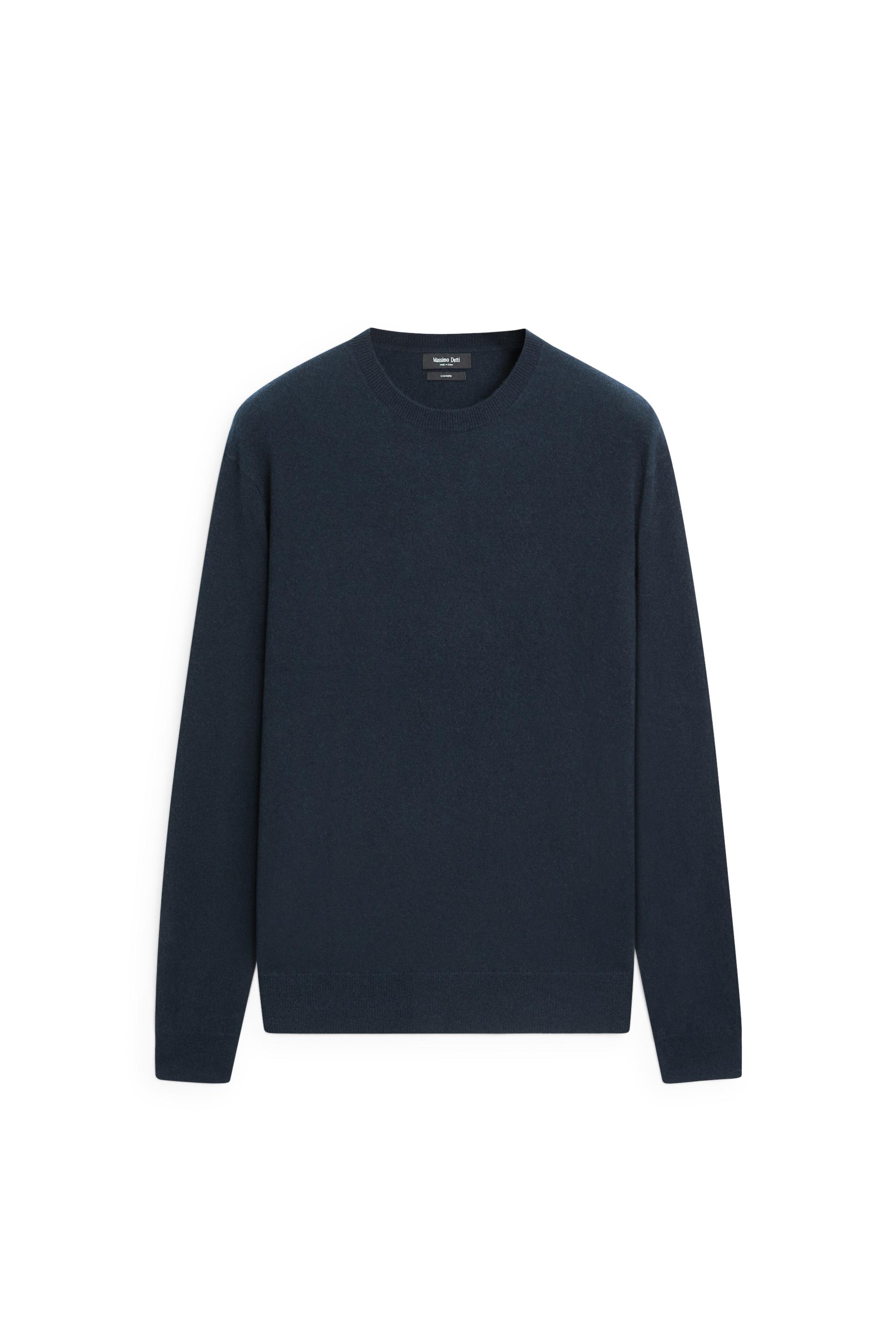 100% cashmere ribbed knit sweater — NAVY BLUE