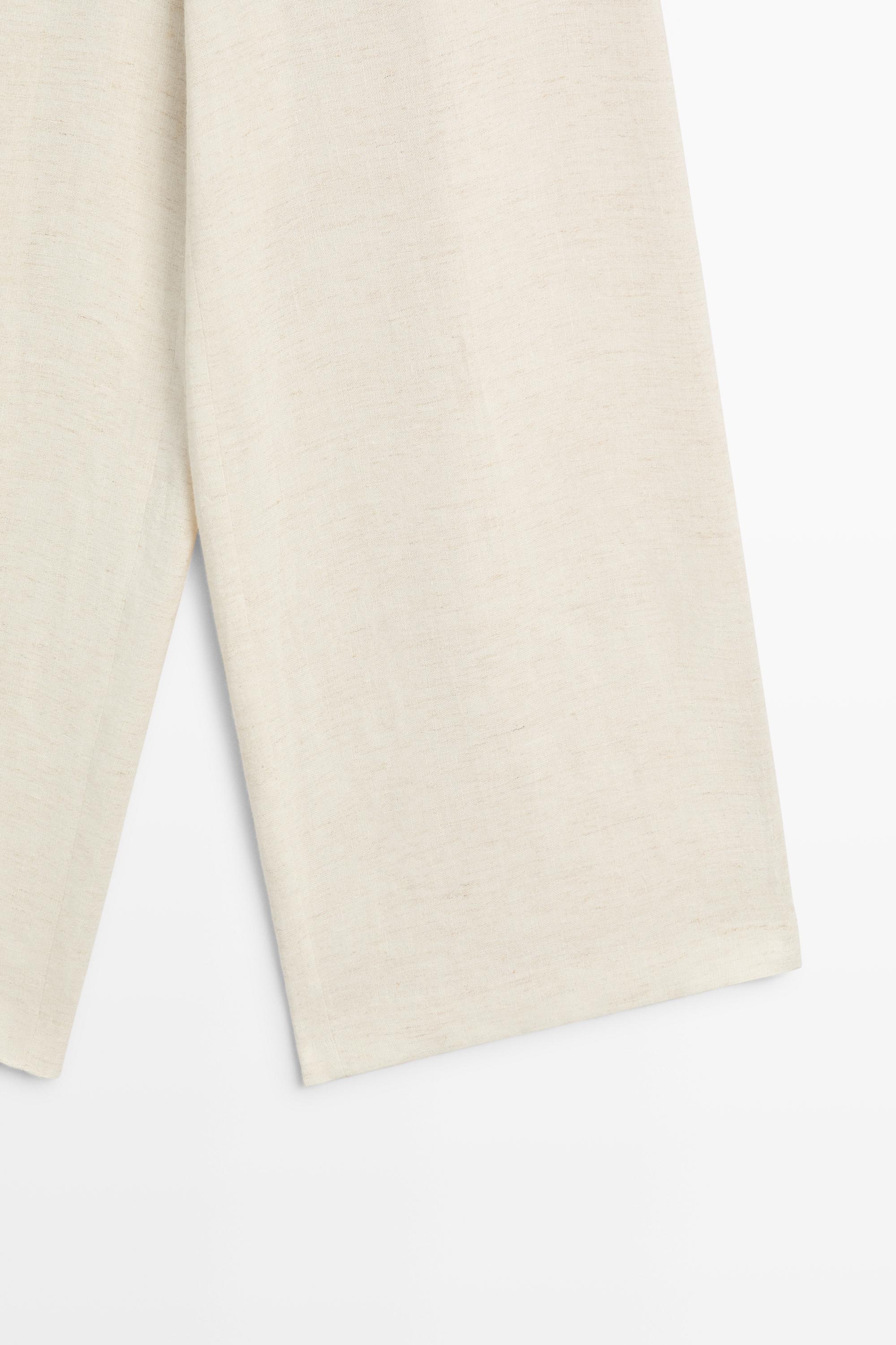 Linen blend barrel fit trousers — SAND