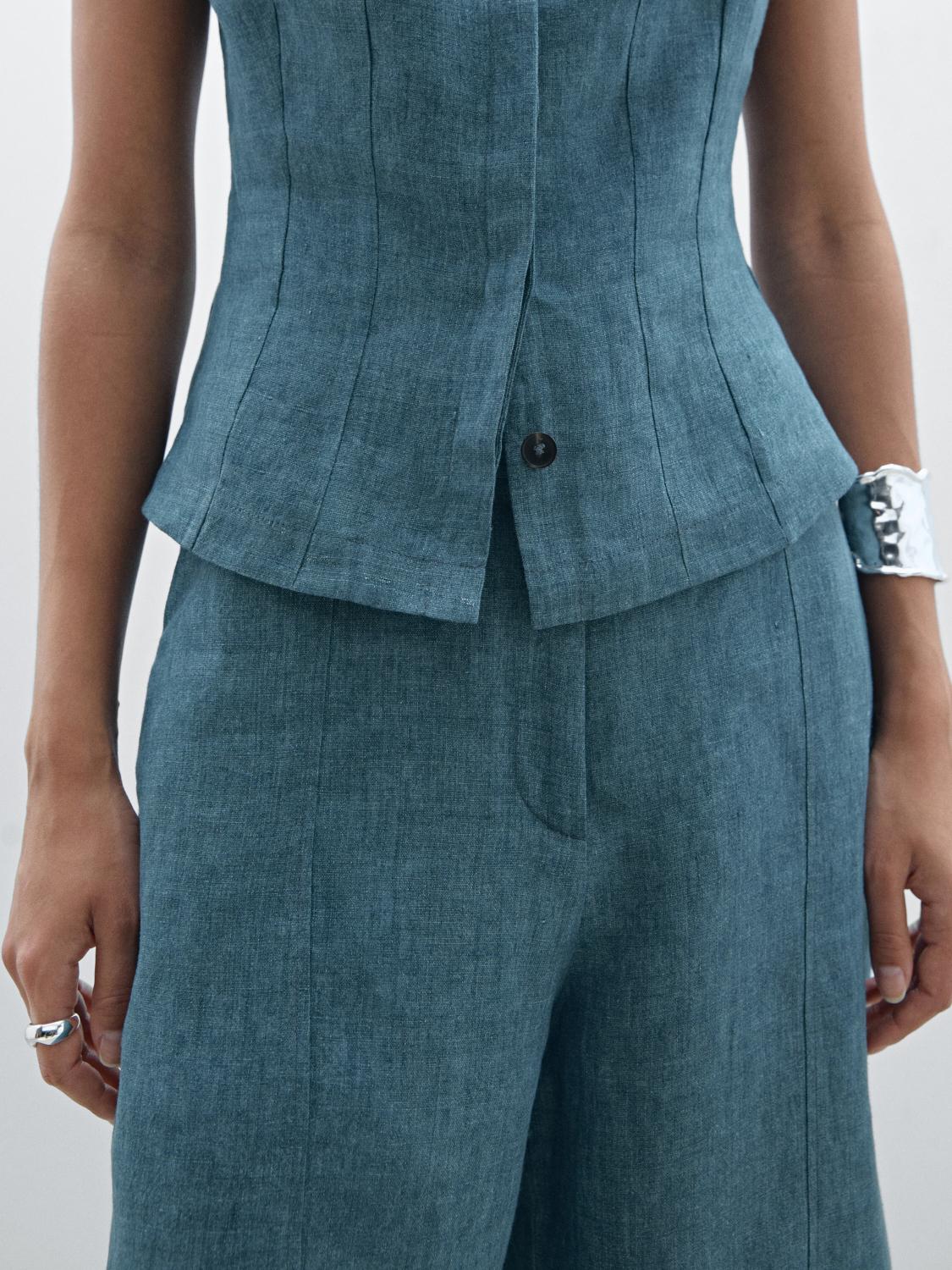100% linen barrel fit trousers