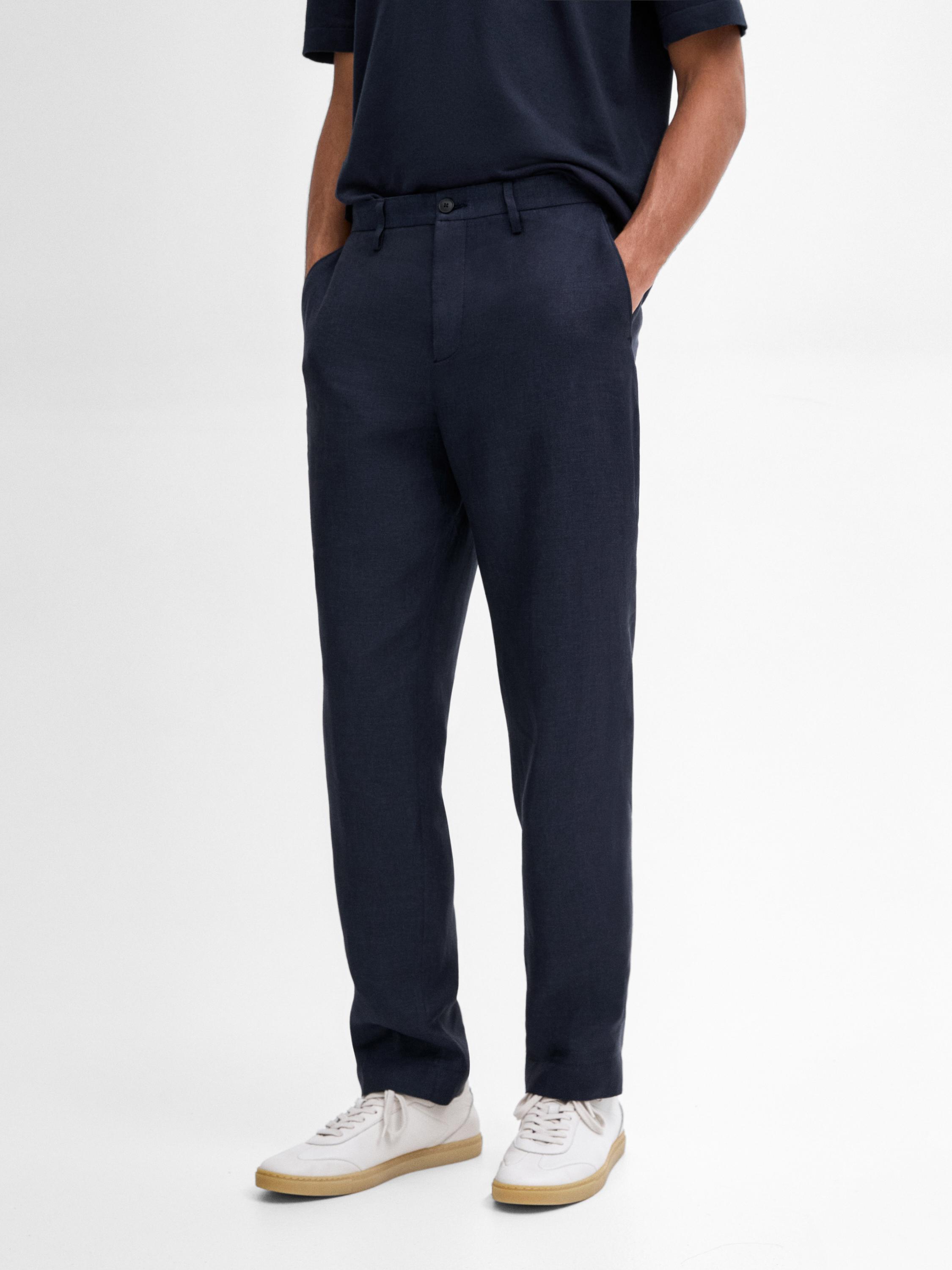 100% linen regular fit trousers