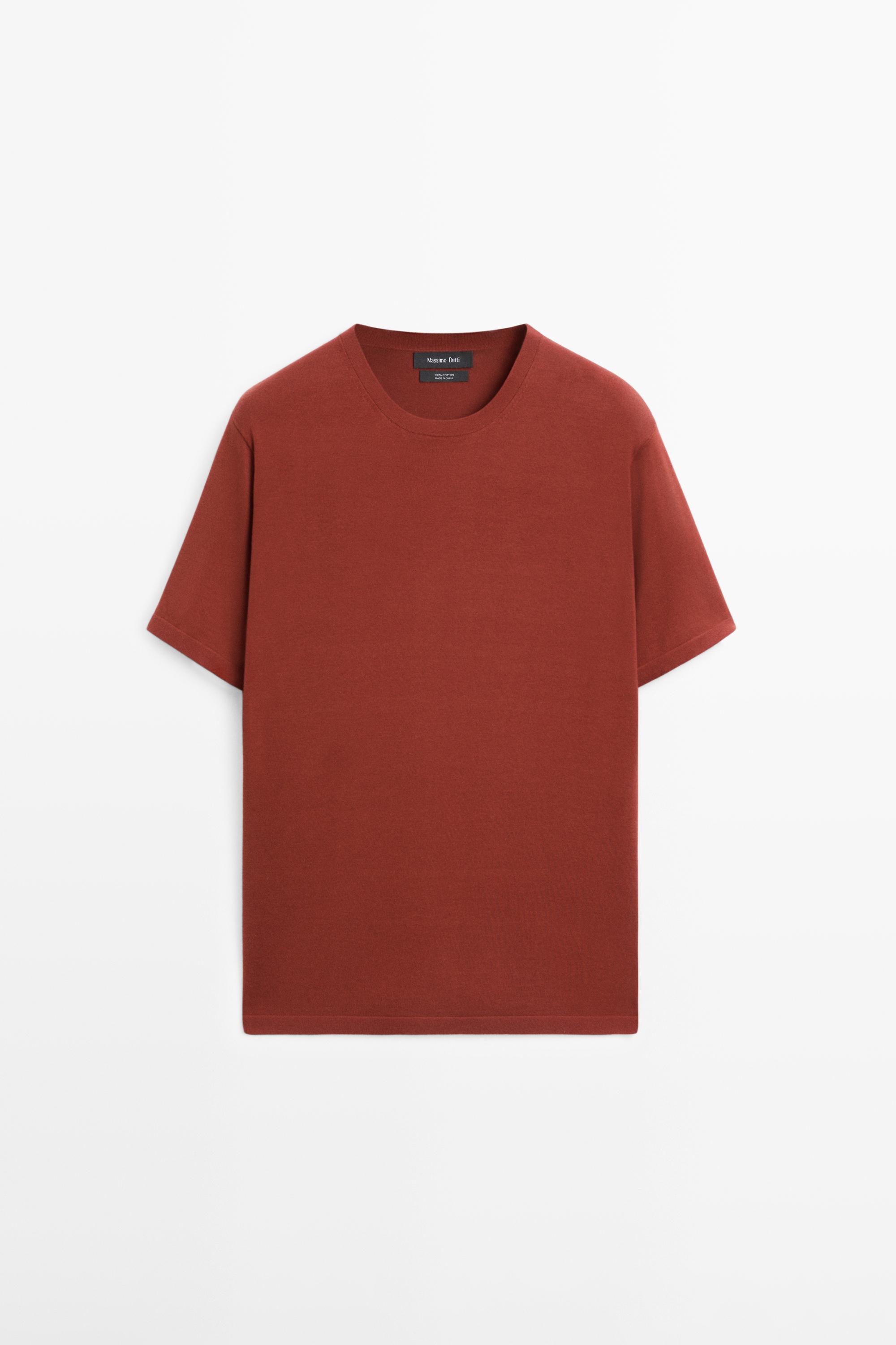 100% cotton short sleeve knit sweater — COPPER