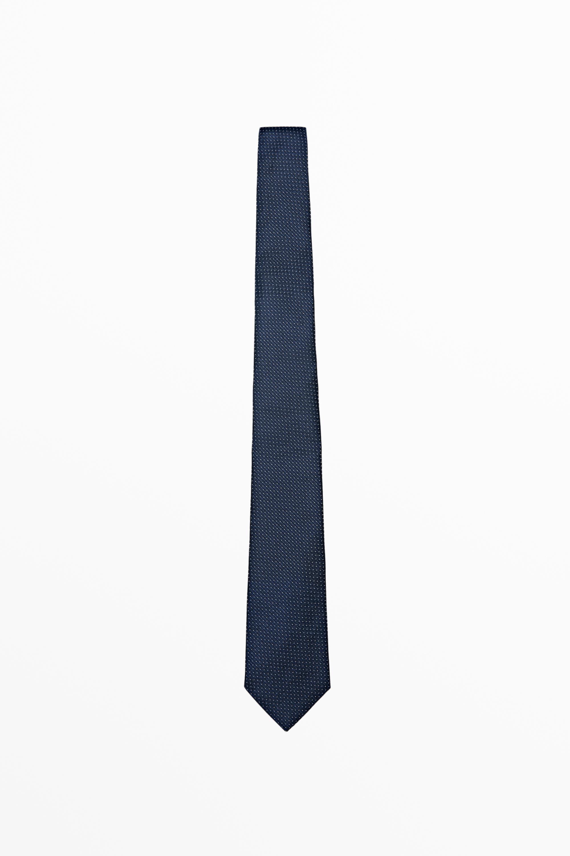 100% silk micro-polka dot tie — NAVY BLUE