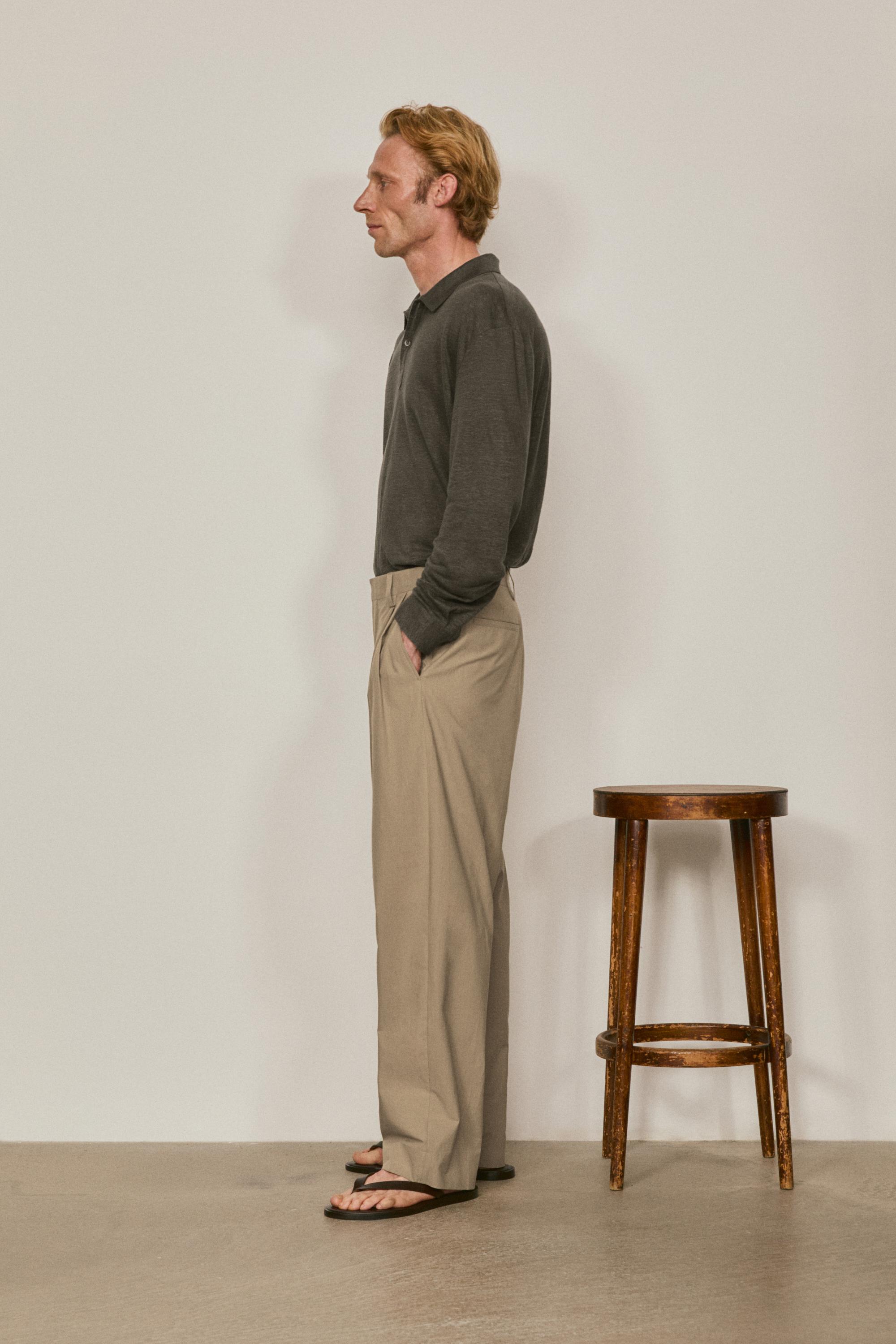Cotton poplin trousers with darts - LIMITED EDITION — OCHRE