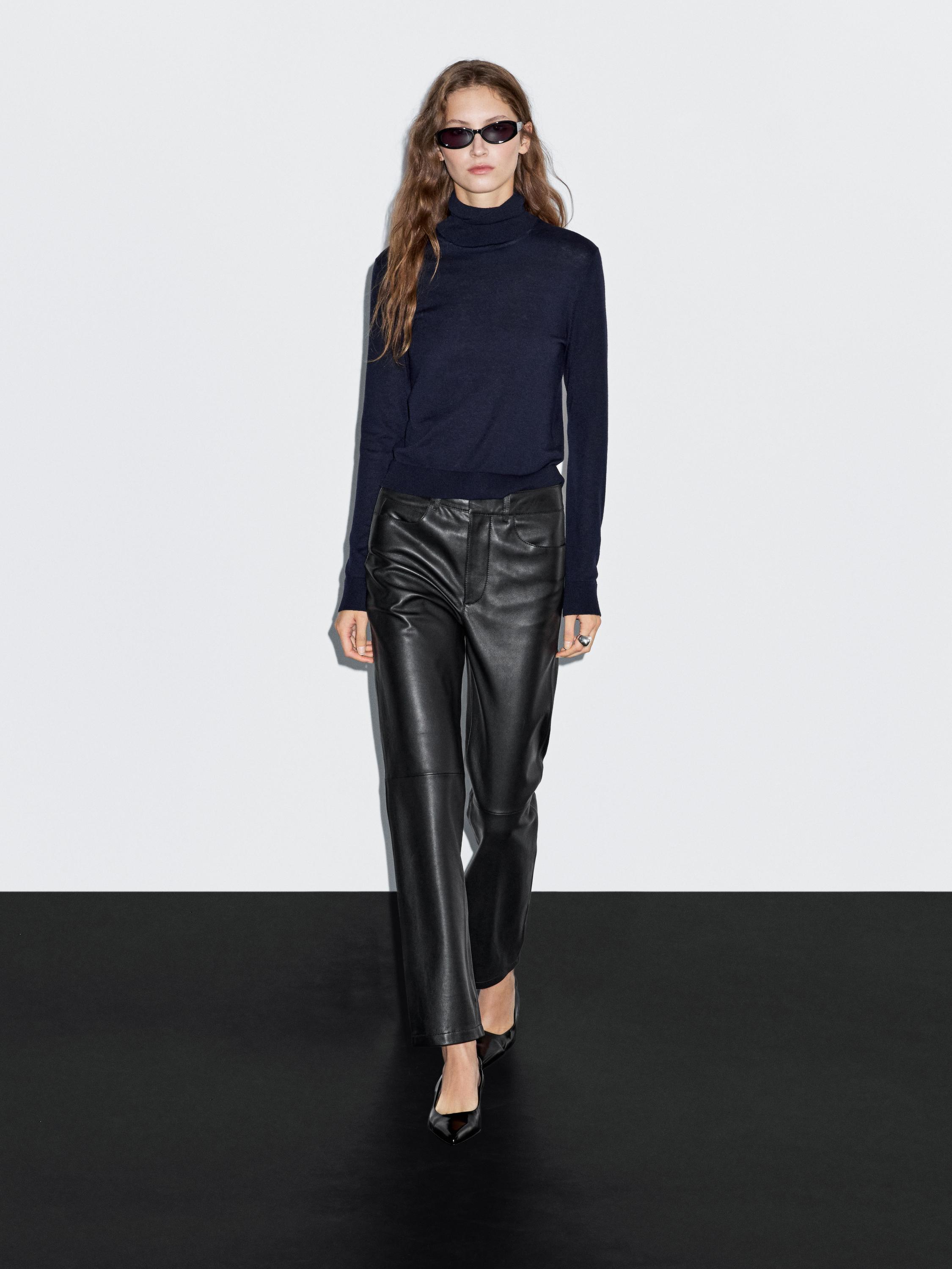 Nappa leather five-pocket trousers