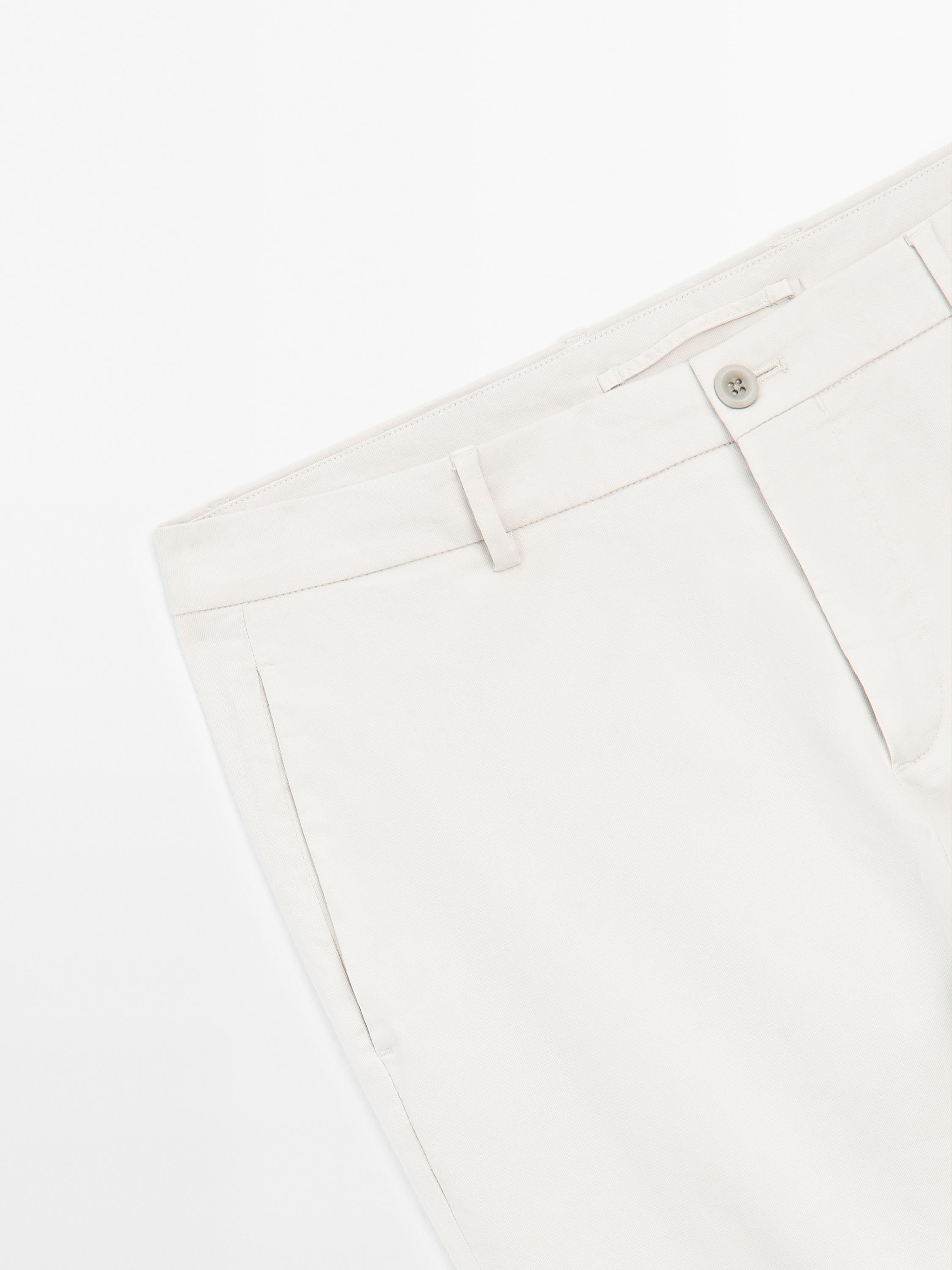 Cotton blend slim fit trousers