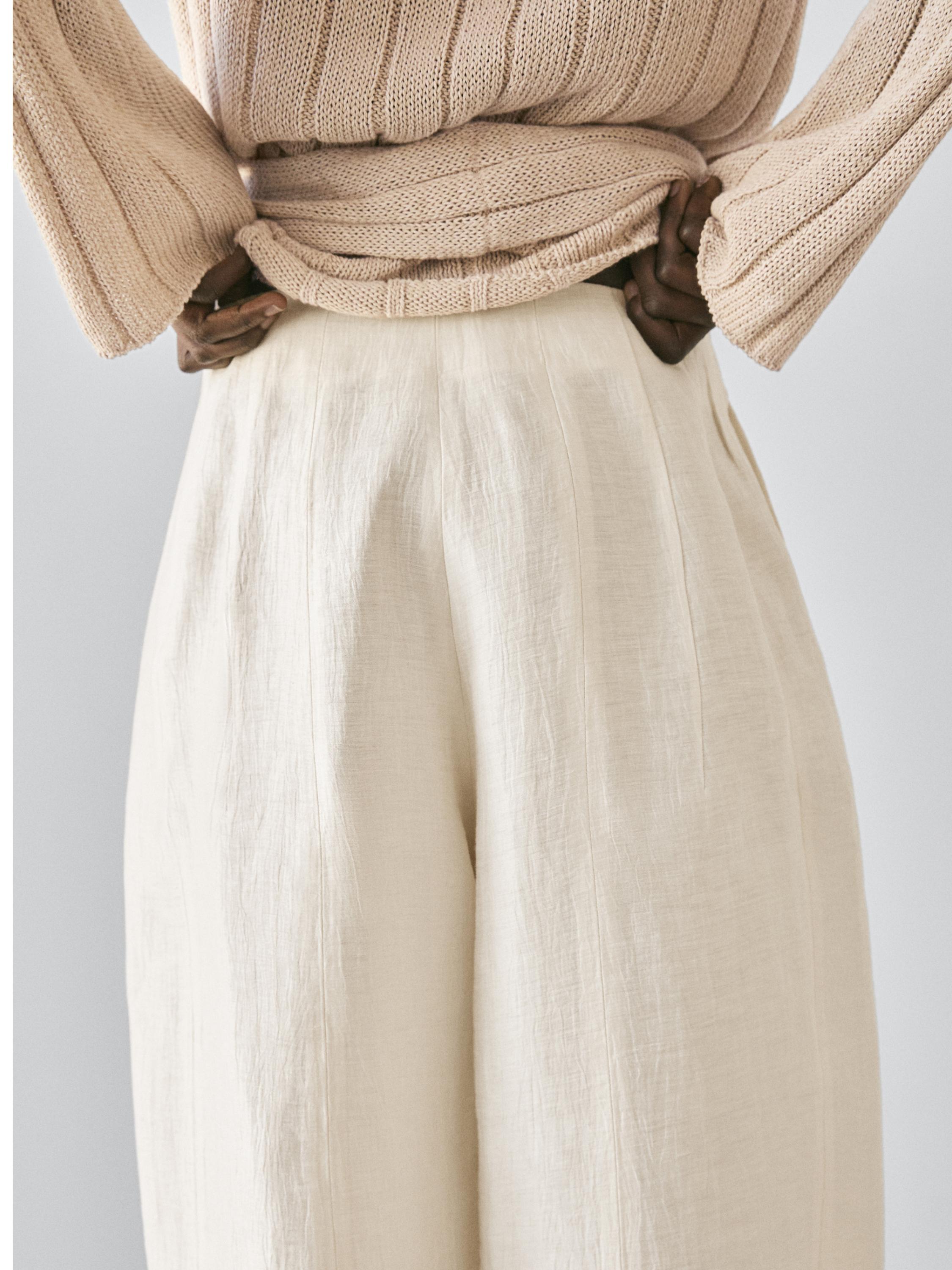 Linen blend sarouel trousers — BEIGE