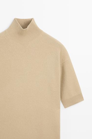 Oversize short sleeve knit sweater — CAMEL 4