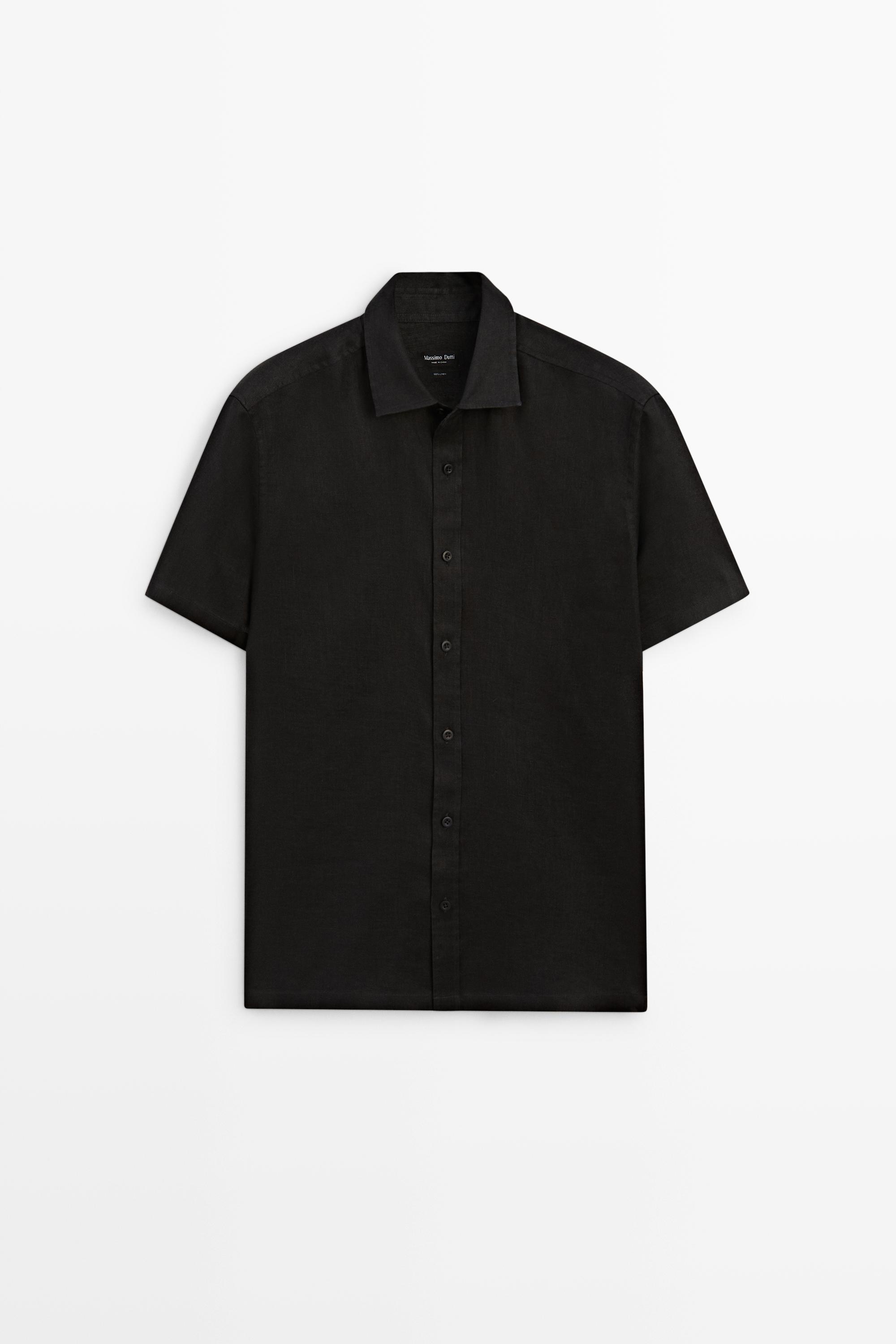 Camisa regular fit manga curta 100% linho