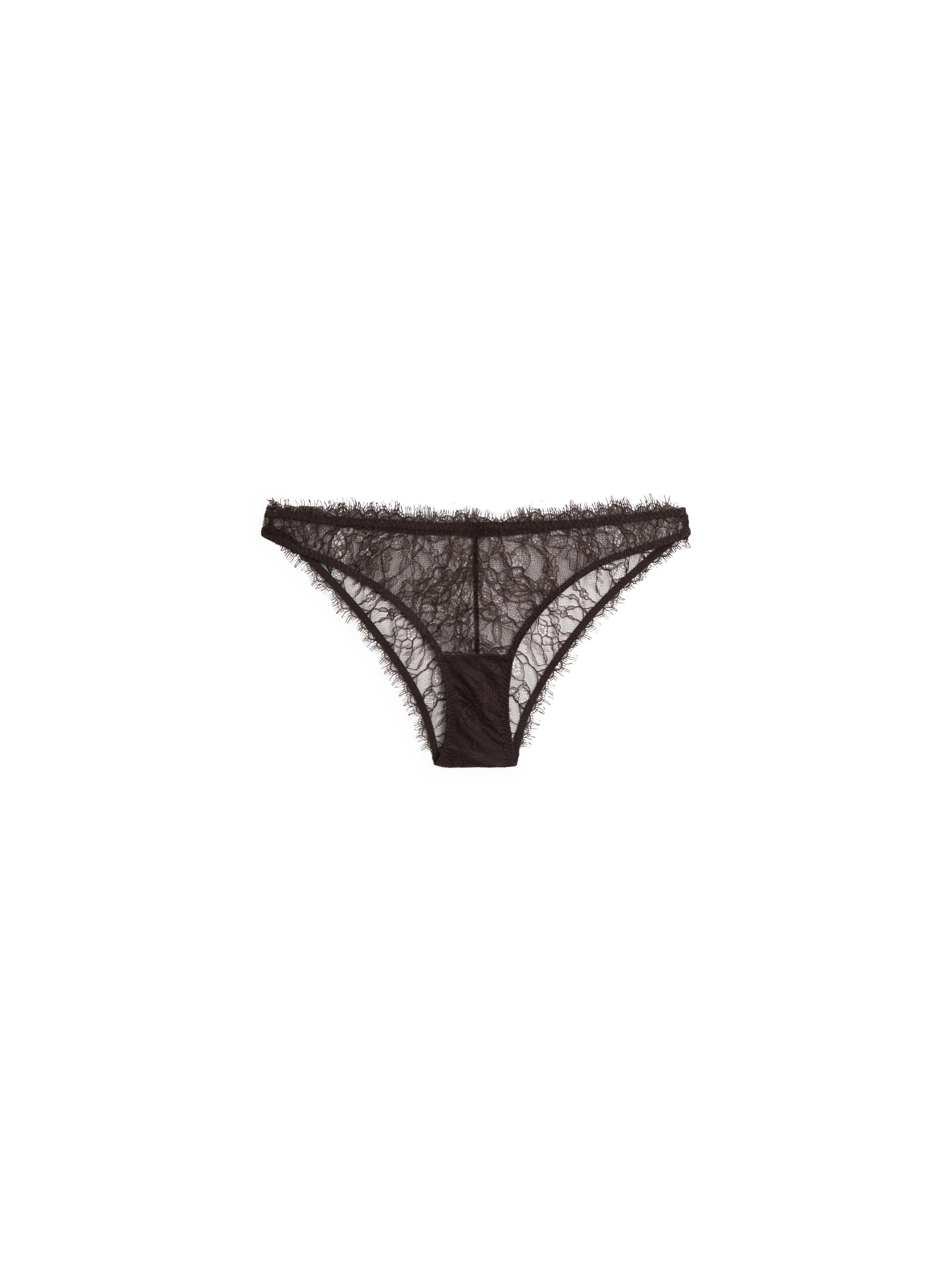 Floral lace briefs — BROWN