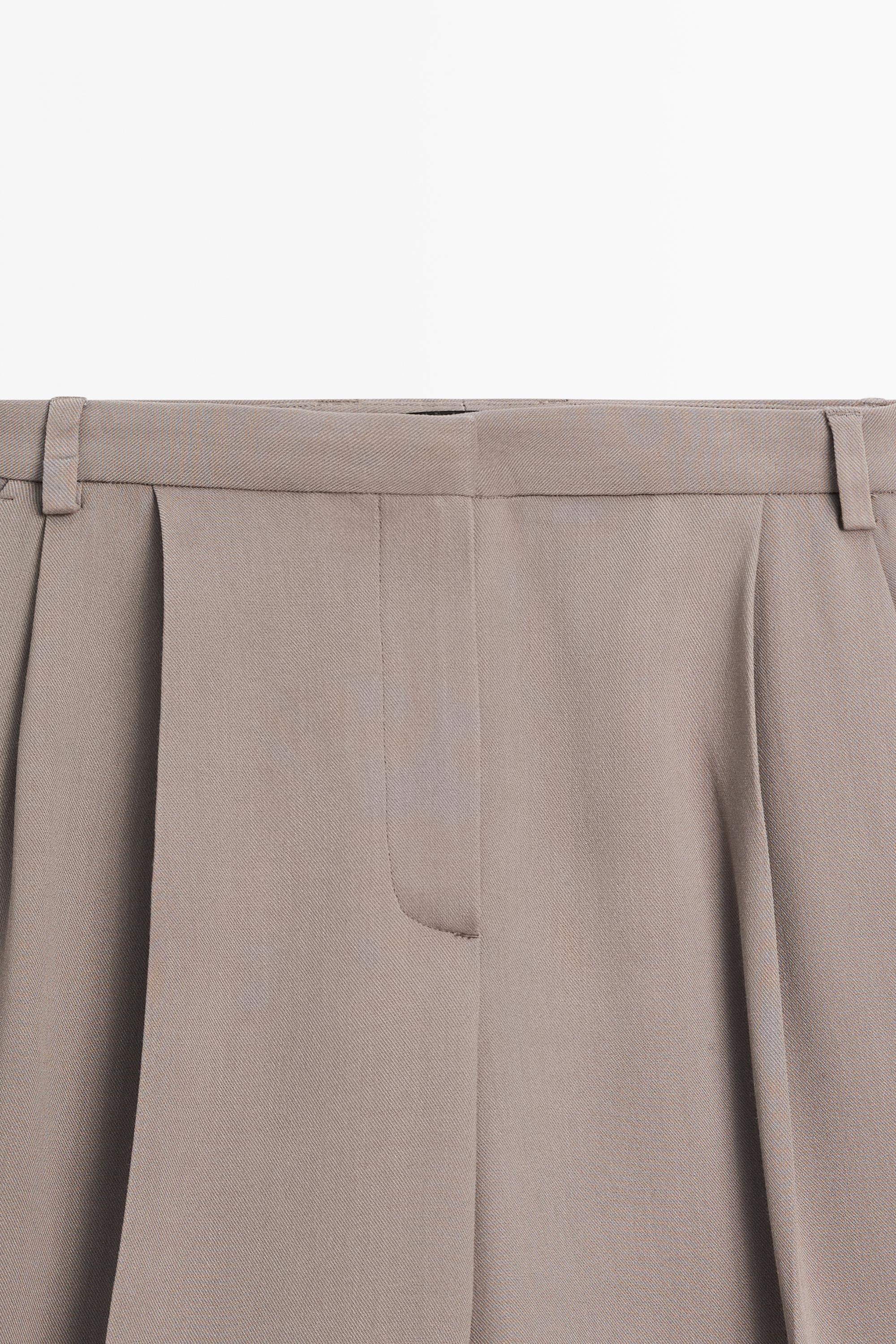 Flowing long wide-leg Bermuda shorts — MOLE BROWN
