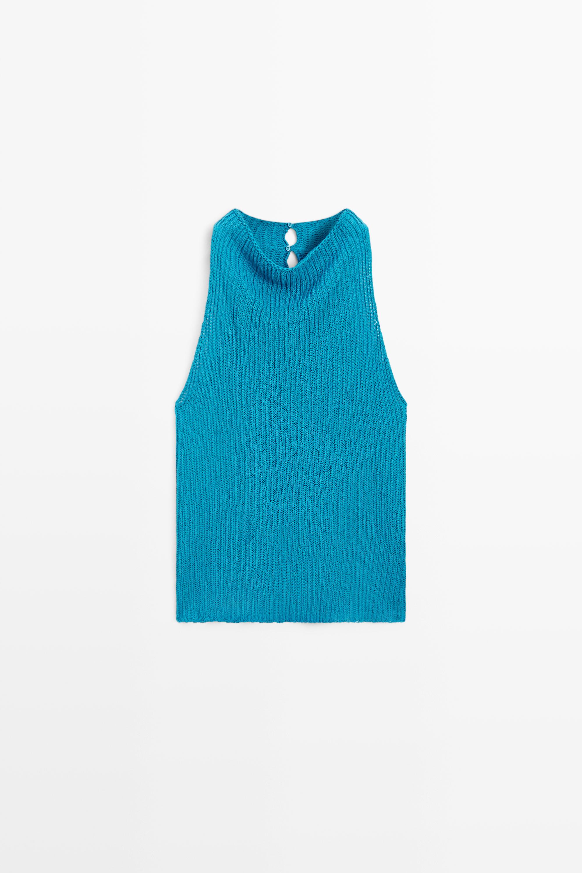 Top en maille boutonné en lin