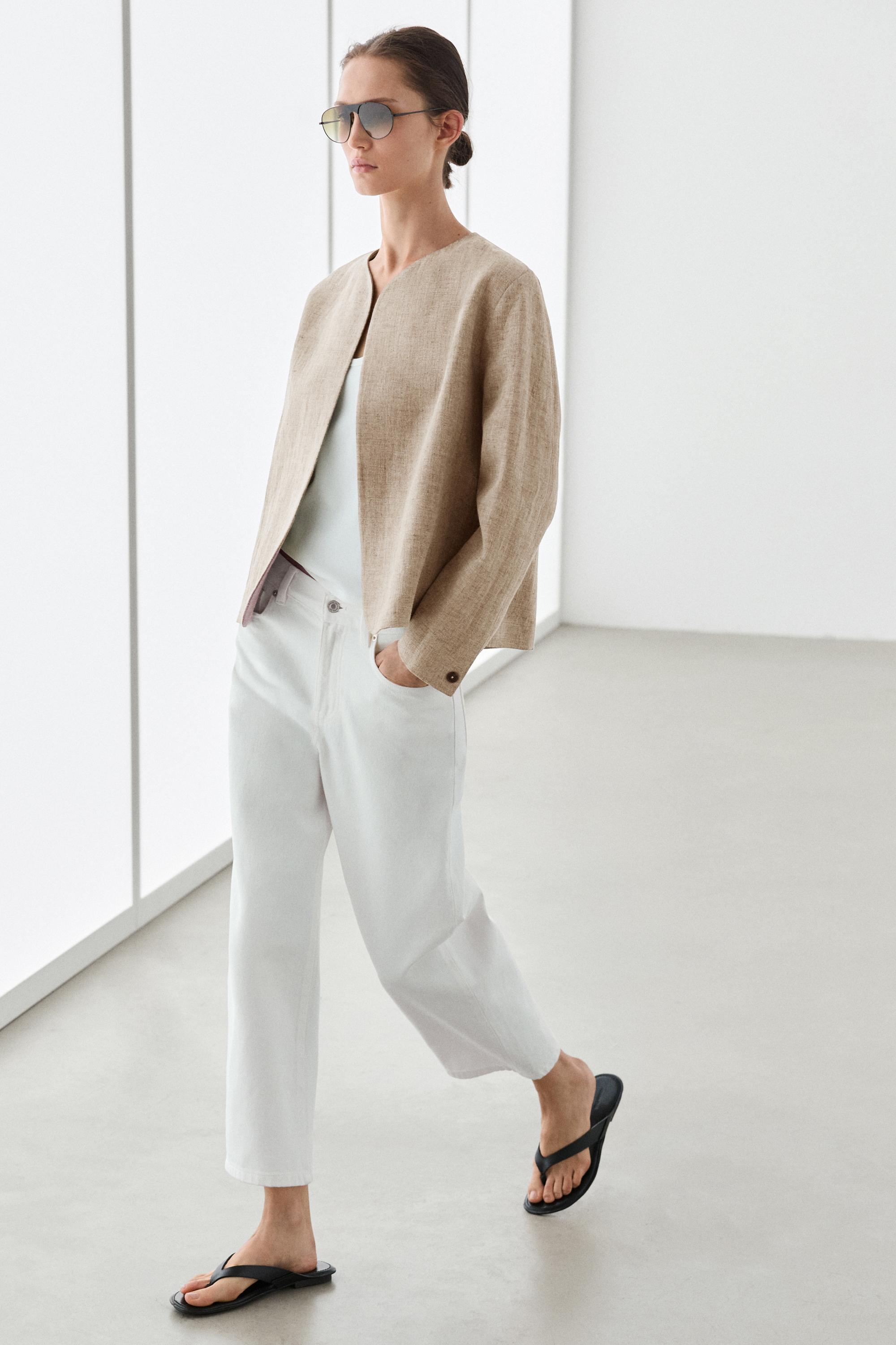 Bomber jacket with flecked detail — BEIGE