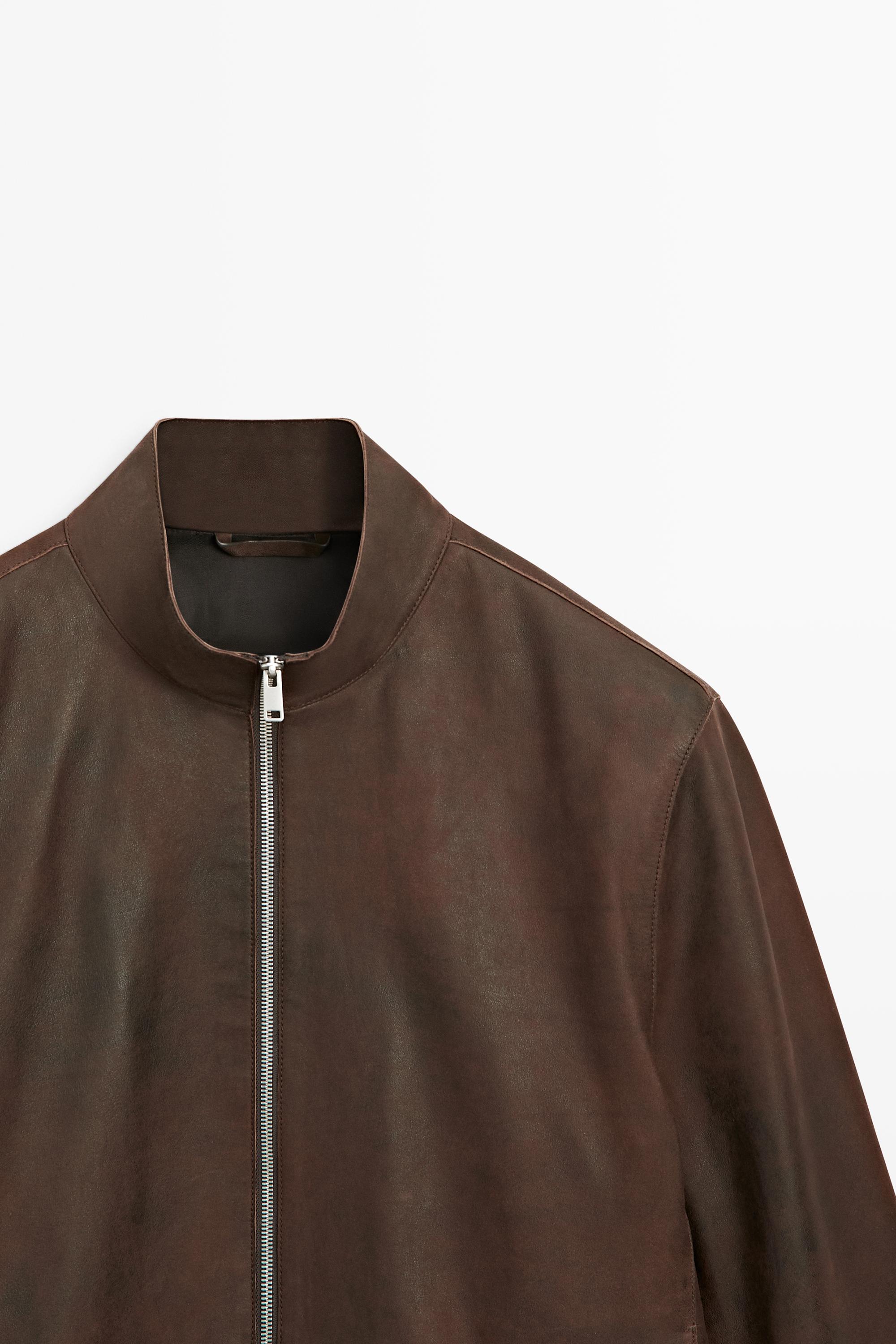 Napped suede leather jacket — BROWN