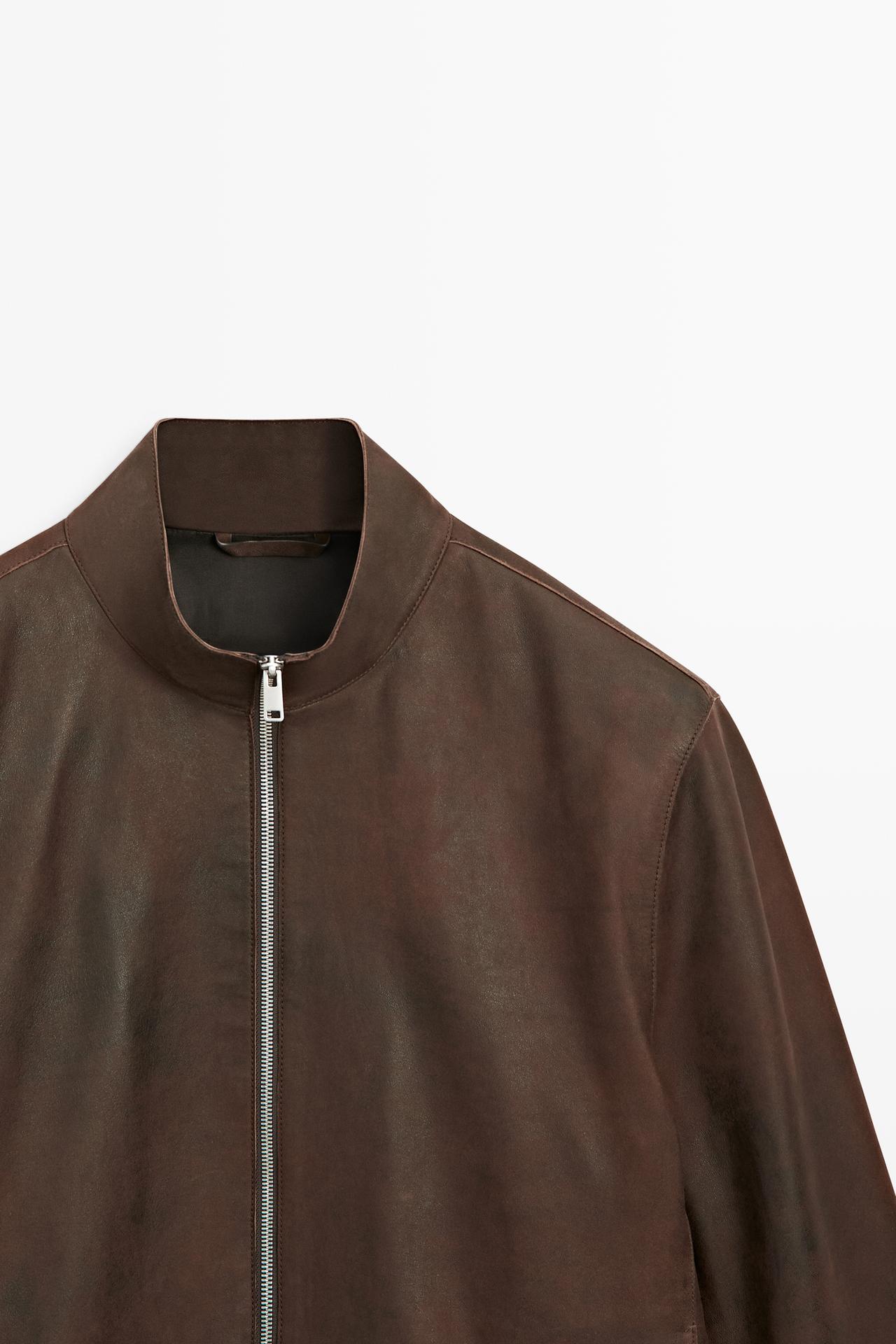 Napped suede leather jacket — BROWN