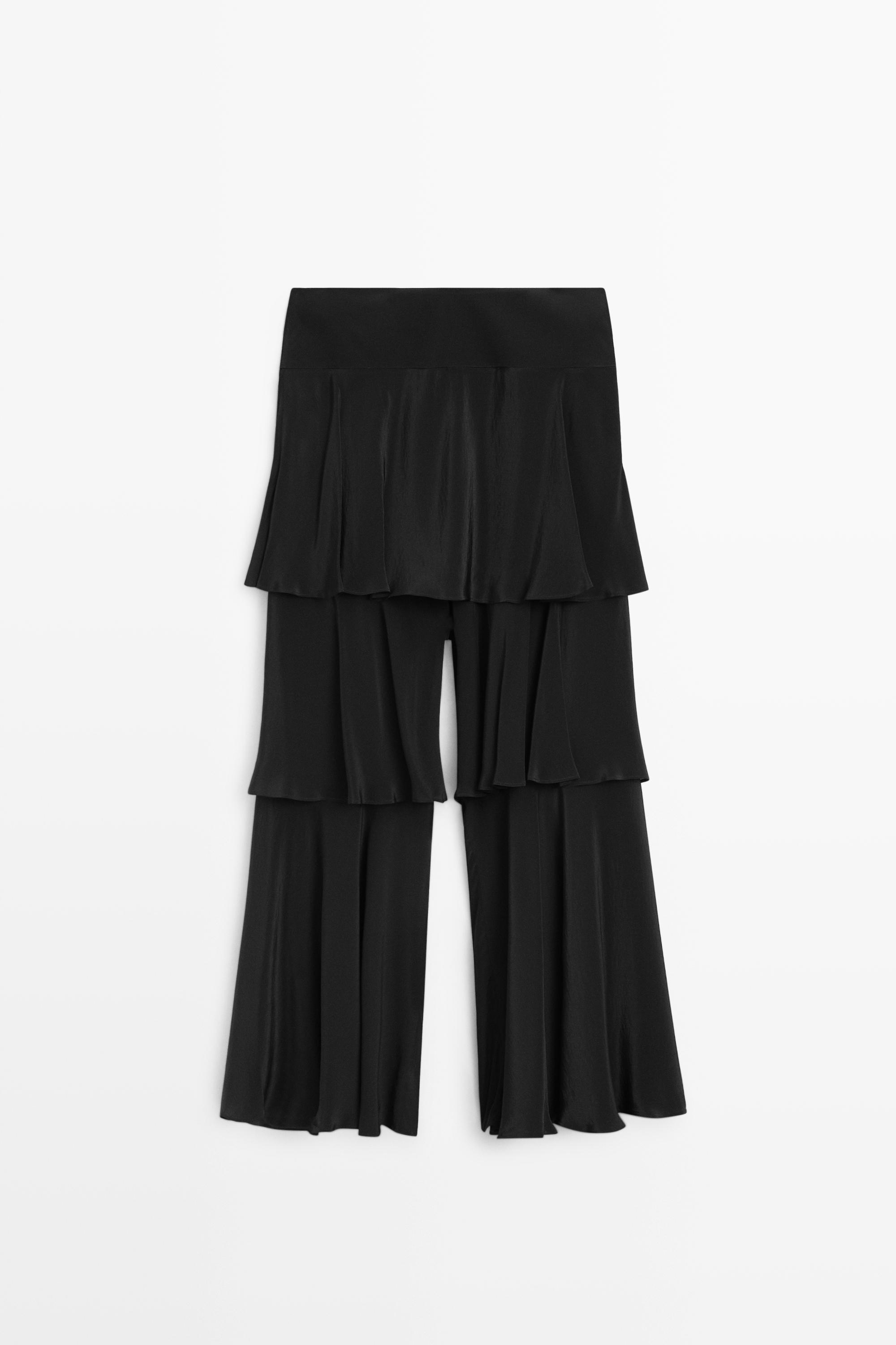 Flowing skort with ruffle detail by Massimo Dutti