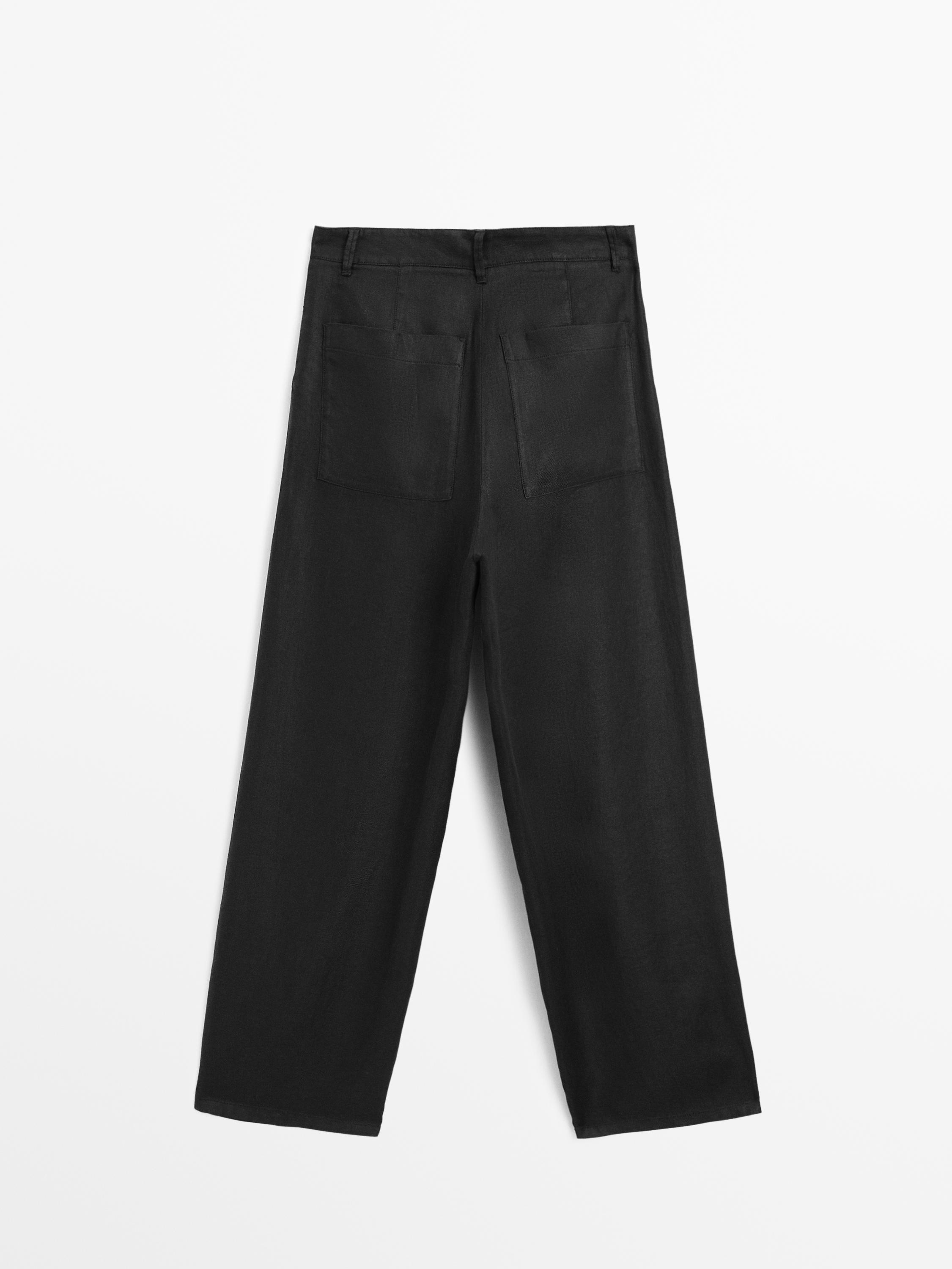 Pantalón tiro medio wide 100% lino