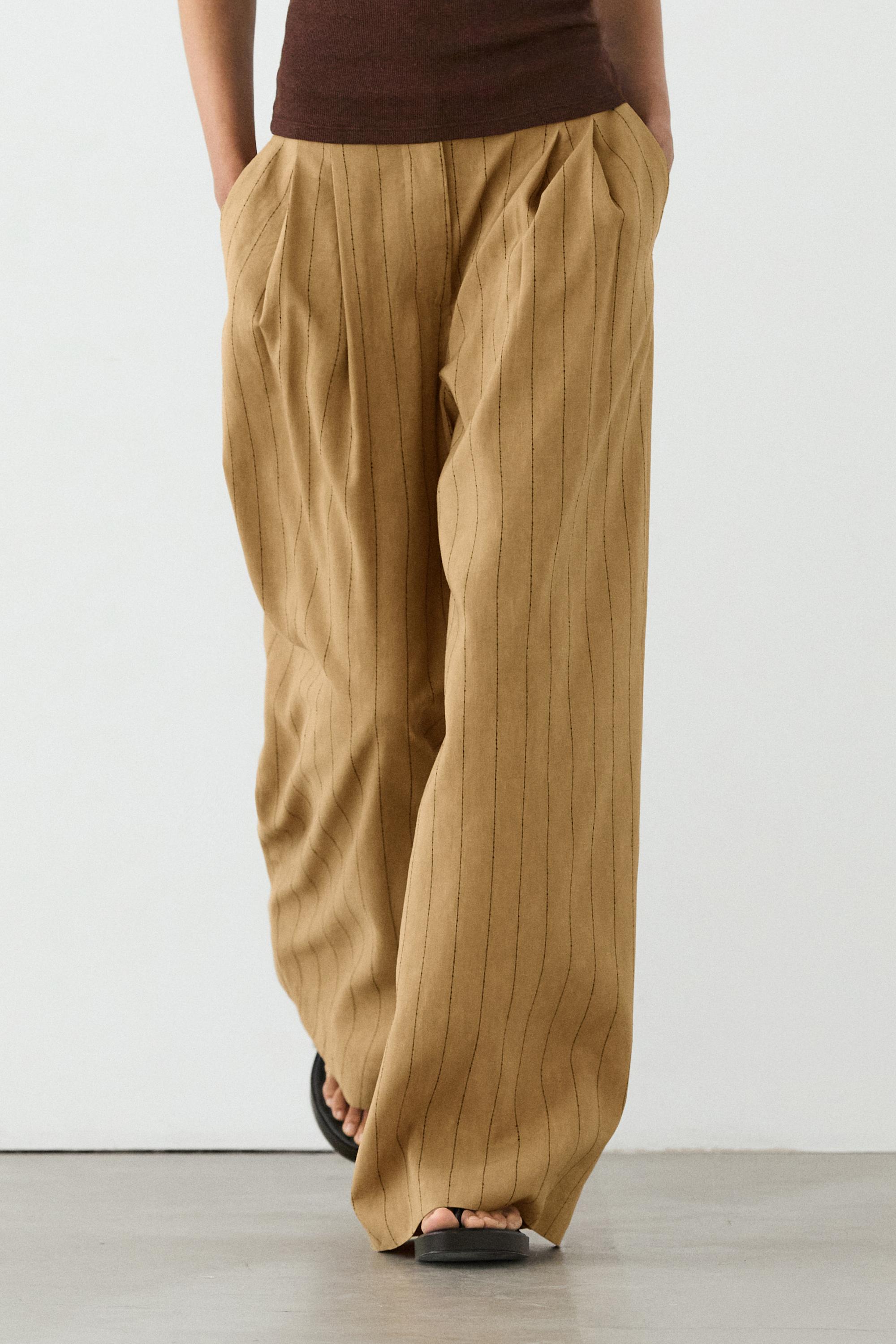 Darted wide-leg trousers — MUSTARD YELLOW