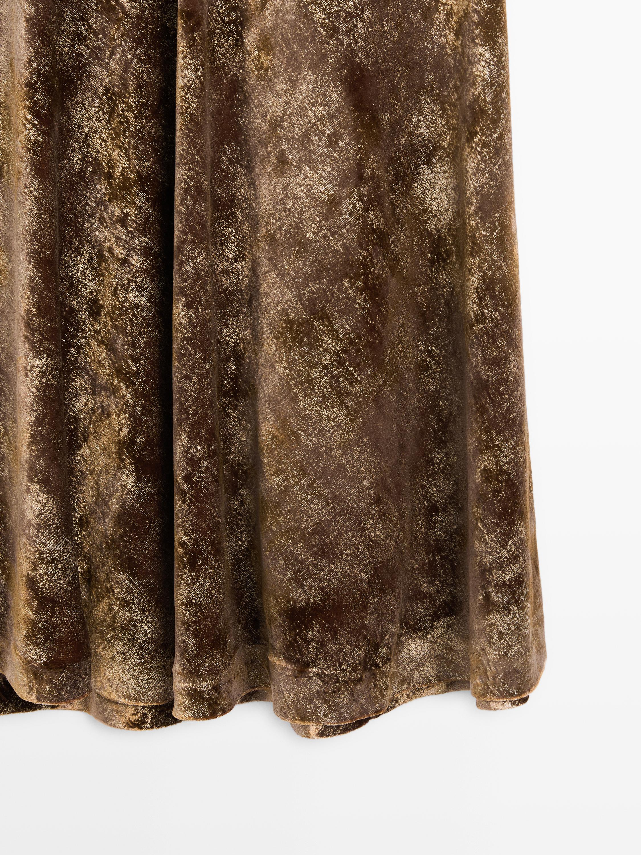 Long velvet skirt with metallic finish — GOLDEN