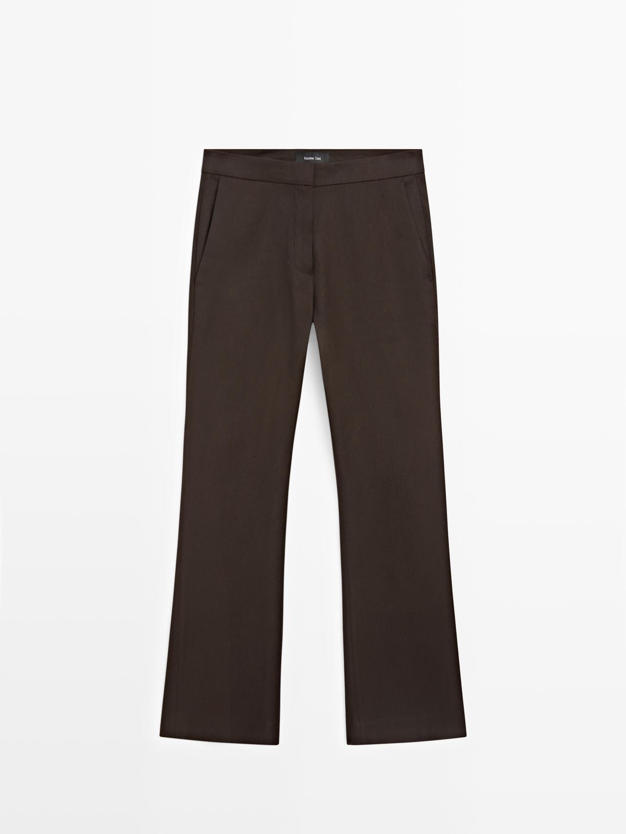 Massimo Dutti - Dames - Snelle Klokkende Broek Van Linnen - Chocolade - 34