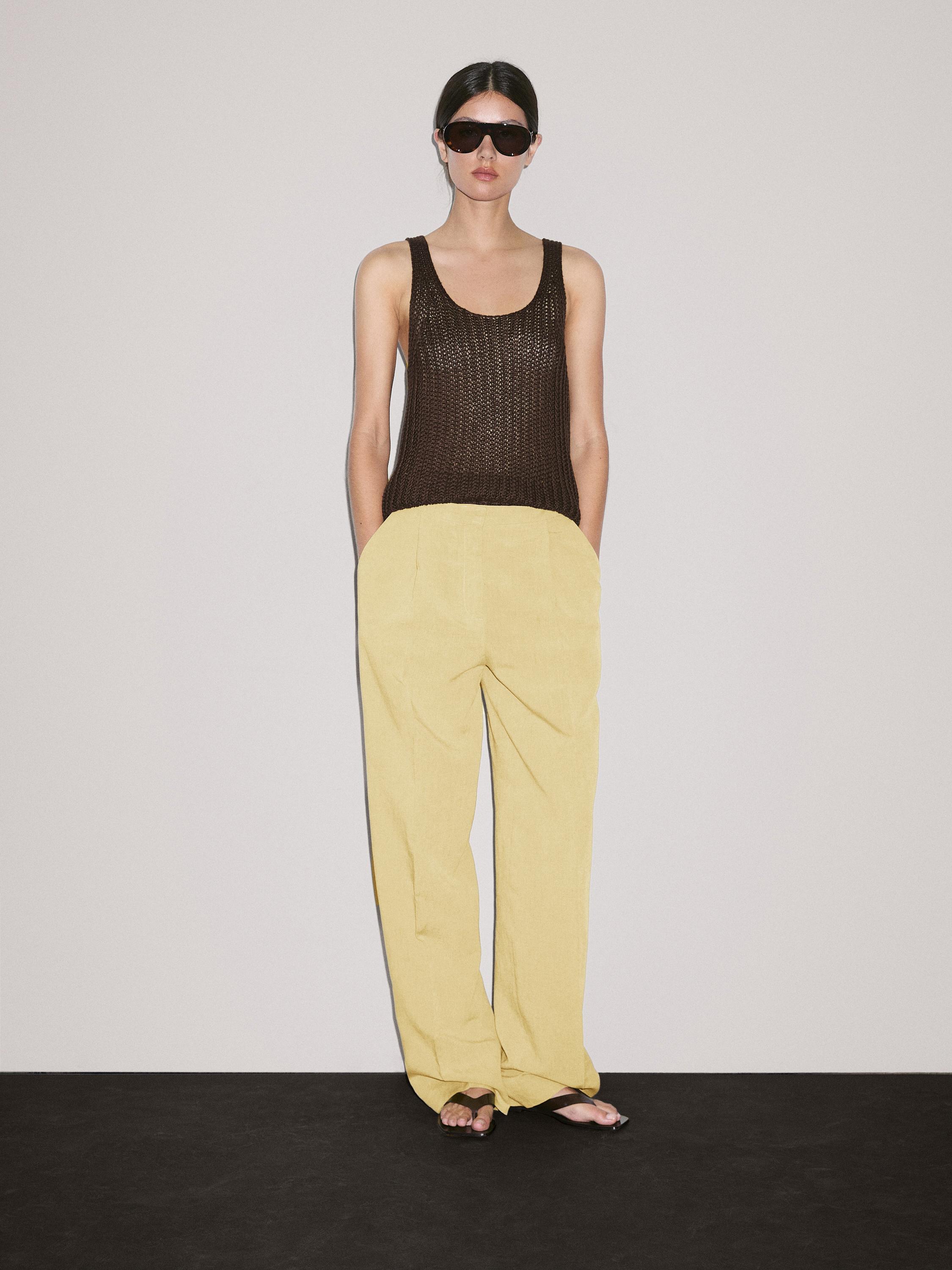 Top lin en maille à col rond